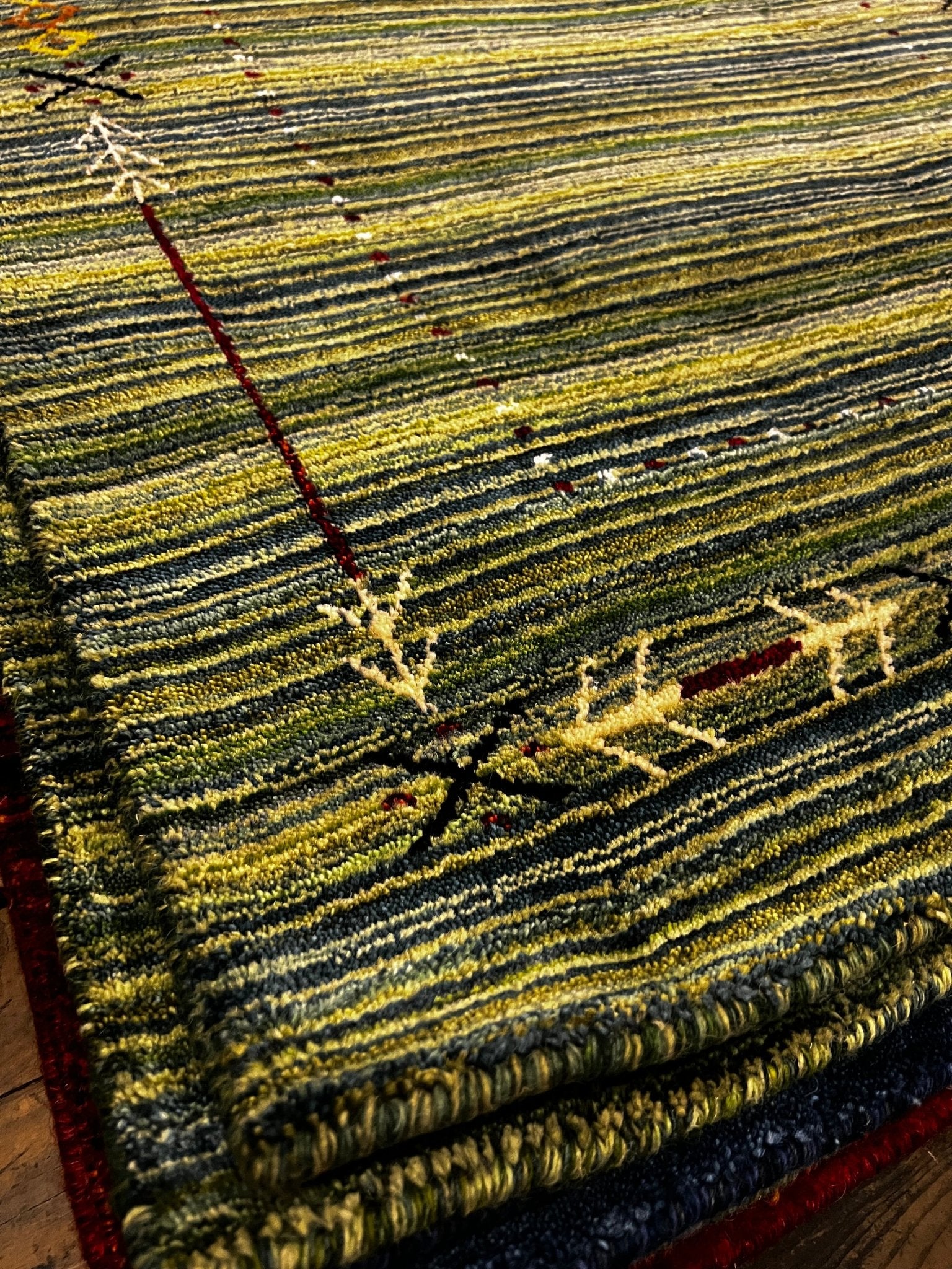 3x4.9 Green Handwoven Gabbeh Rug | Banana Manor Rug Factory Outlet