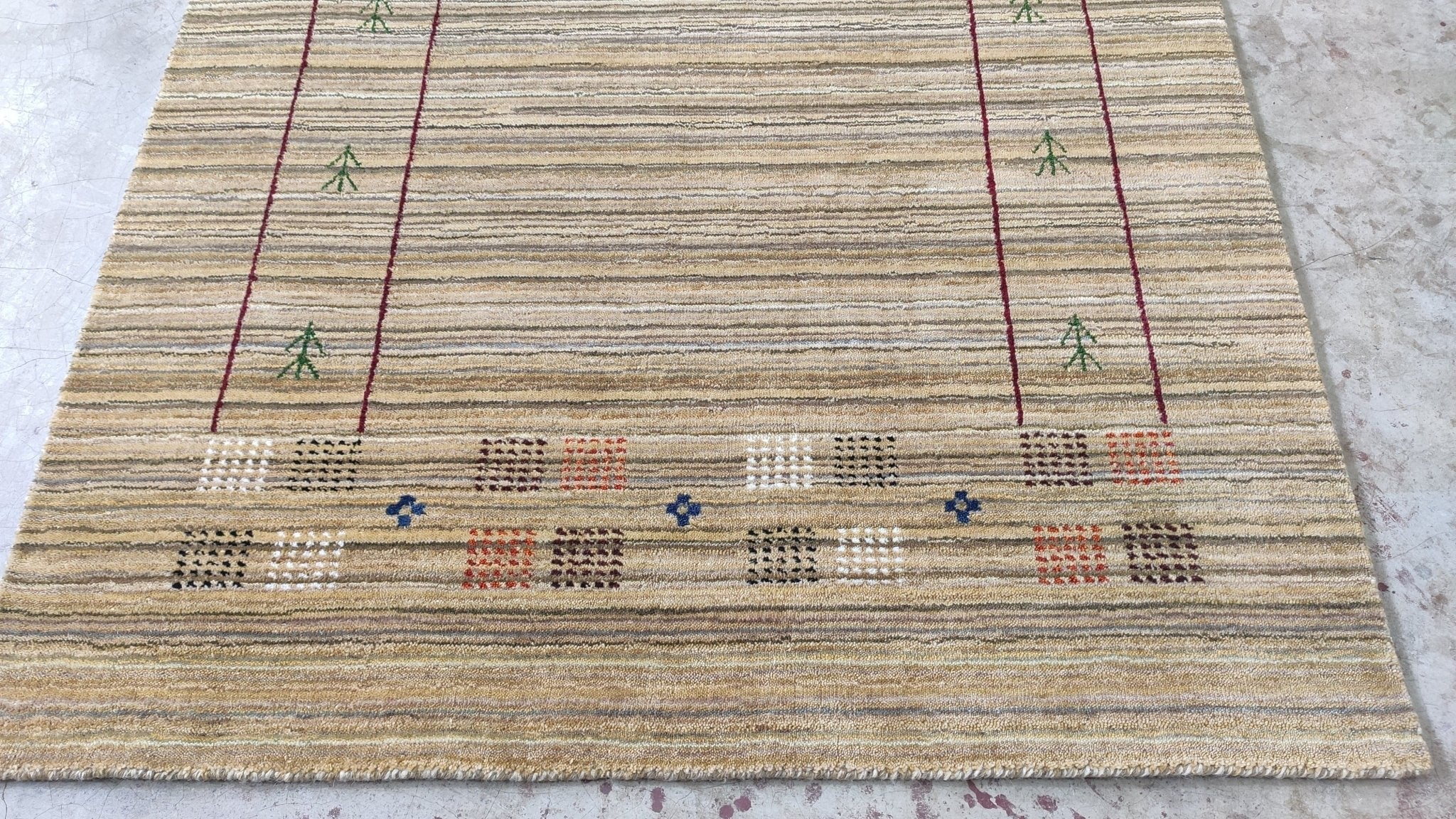 4x5.9 Beige Handwoven Gabbeh Rug | Banana Manor Rug Factory Outlet