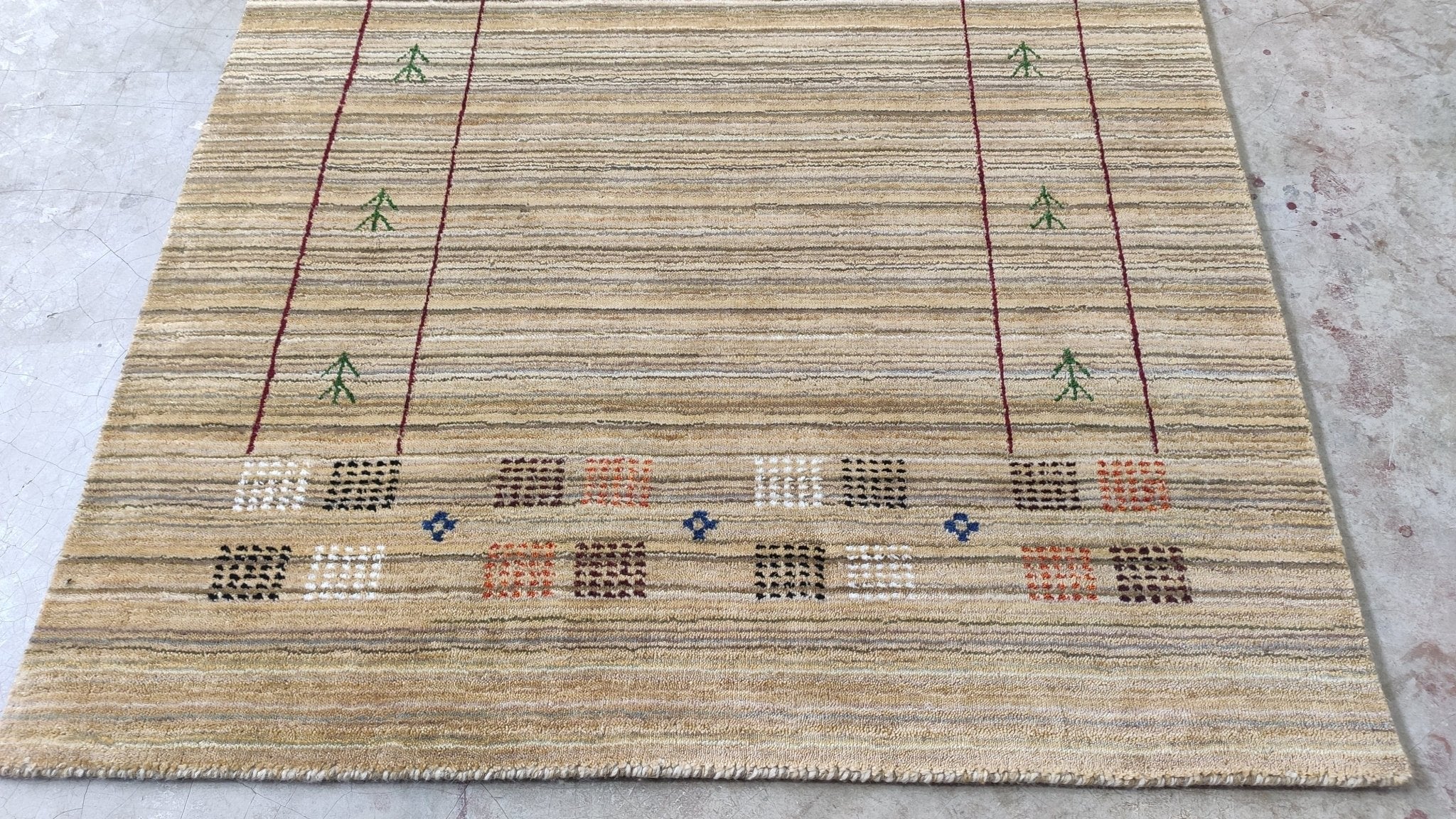 4x5.9 Beige Handwoven Gabbeh Rug | Banana Manor Rug Factory Outlet