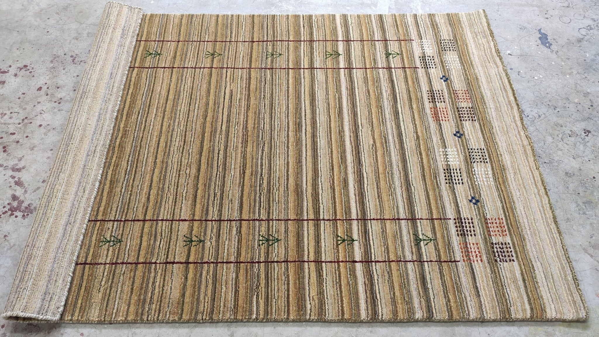 4x5.9 Beige Handwoven Gabbeh Rug | Banana Manor Rug Factory Outlet