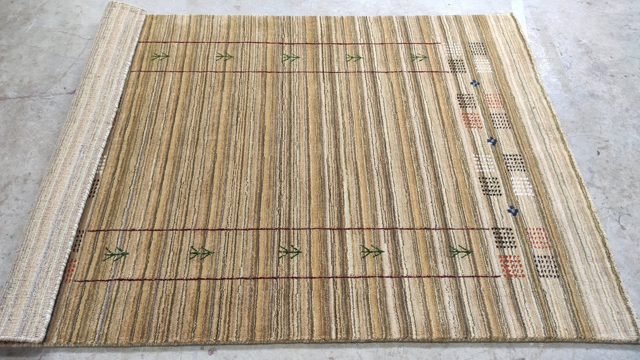 4x5.9 Beige Handwoven Gabbeh Rug | Banana Manor Rug Factory Outlet