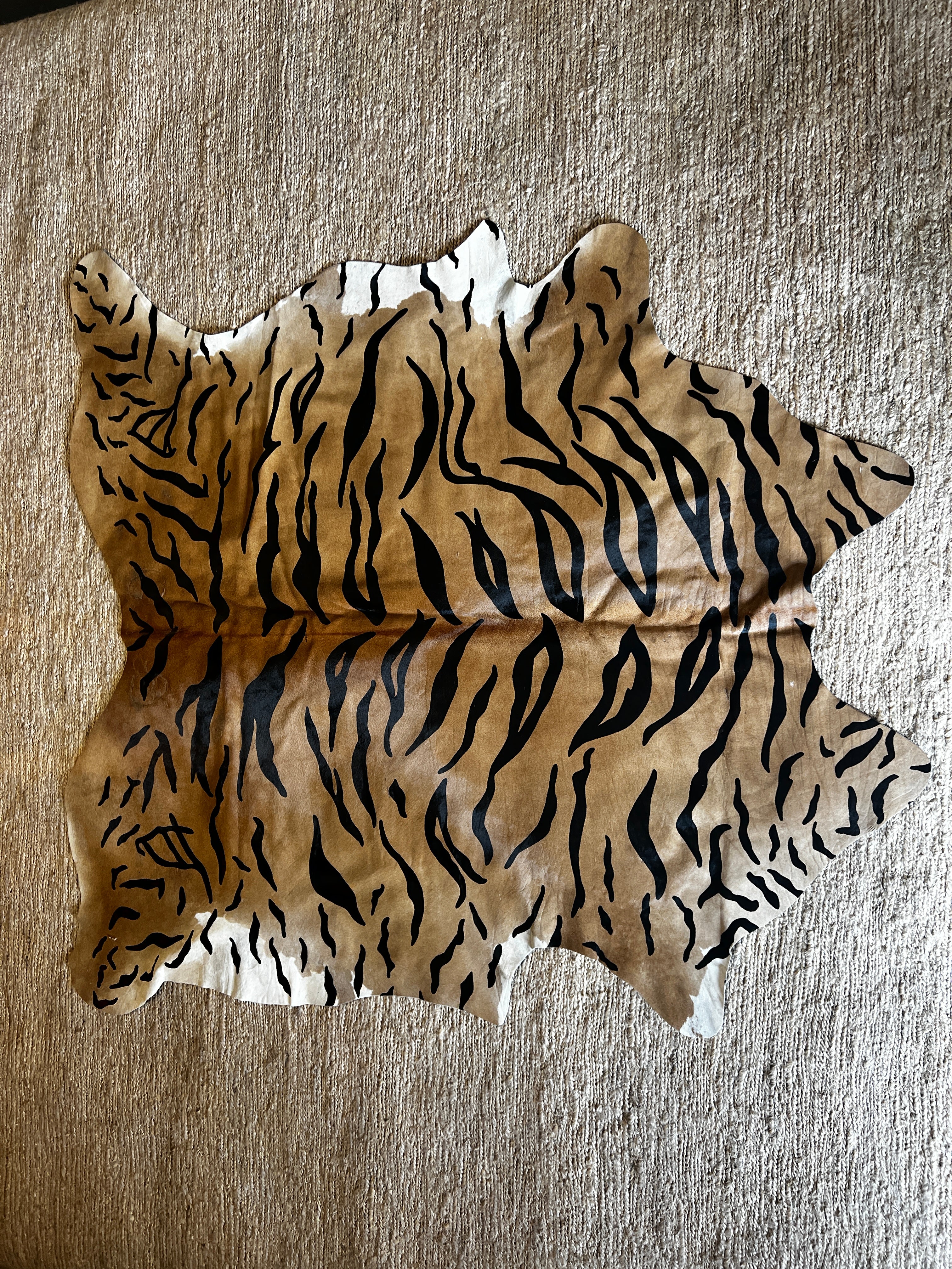 Tiger Print Cowhide Rug | Banana Manor Rug Company