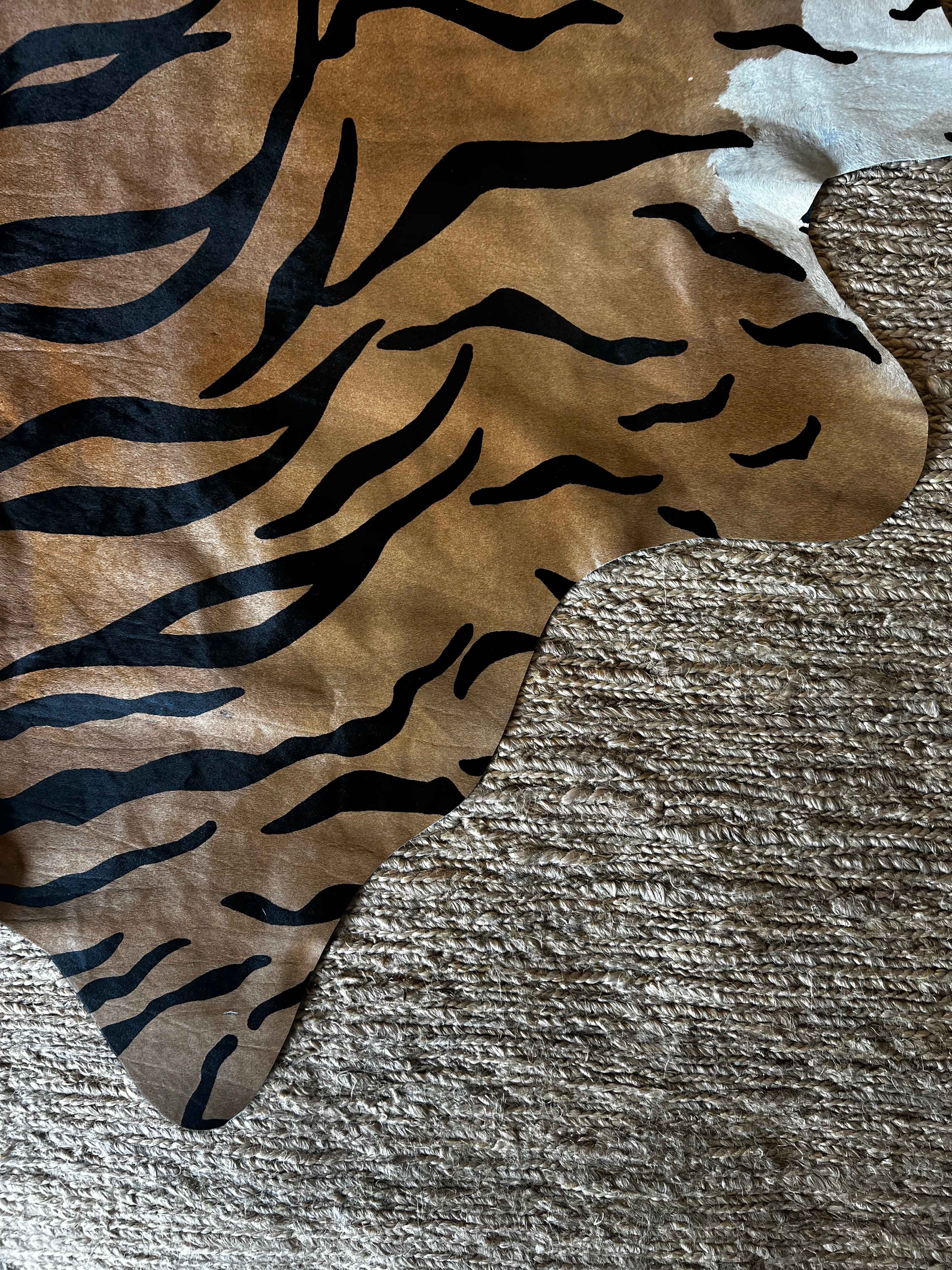 Tiger Print Cowhide Rug | Banana Manor Rug Company