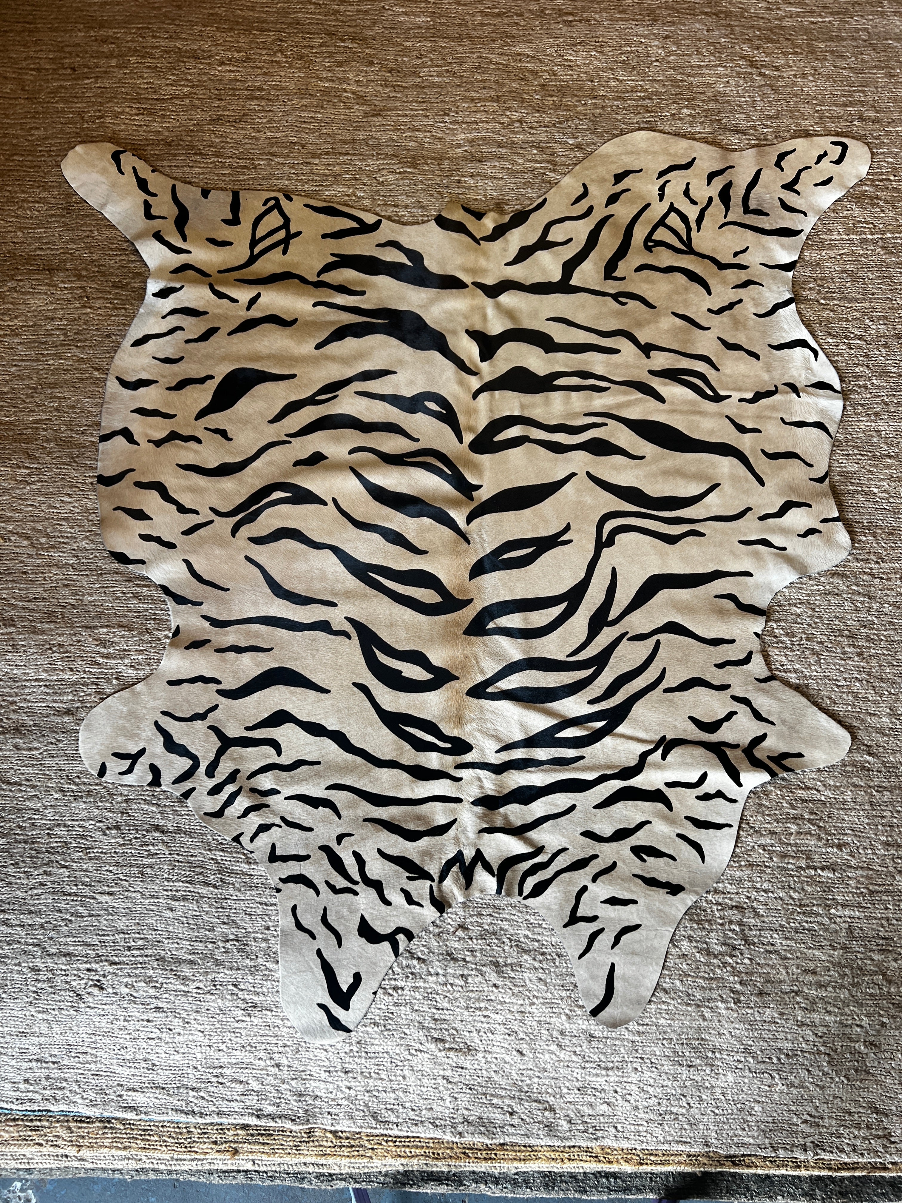 Tiger Print Cowhide Rug | Banana Manor Rug Company
