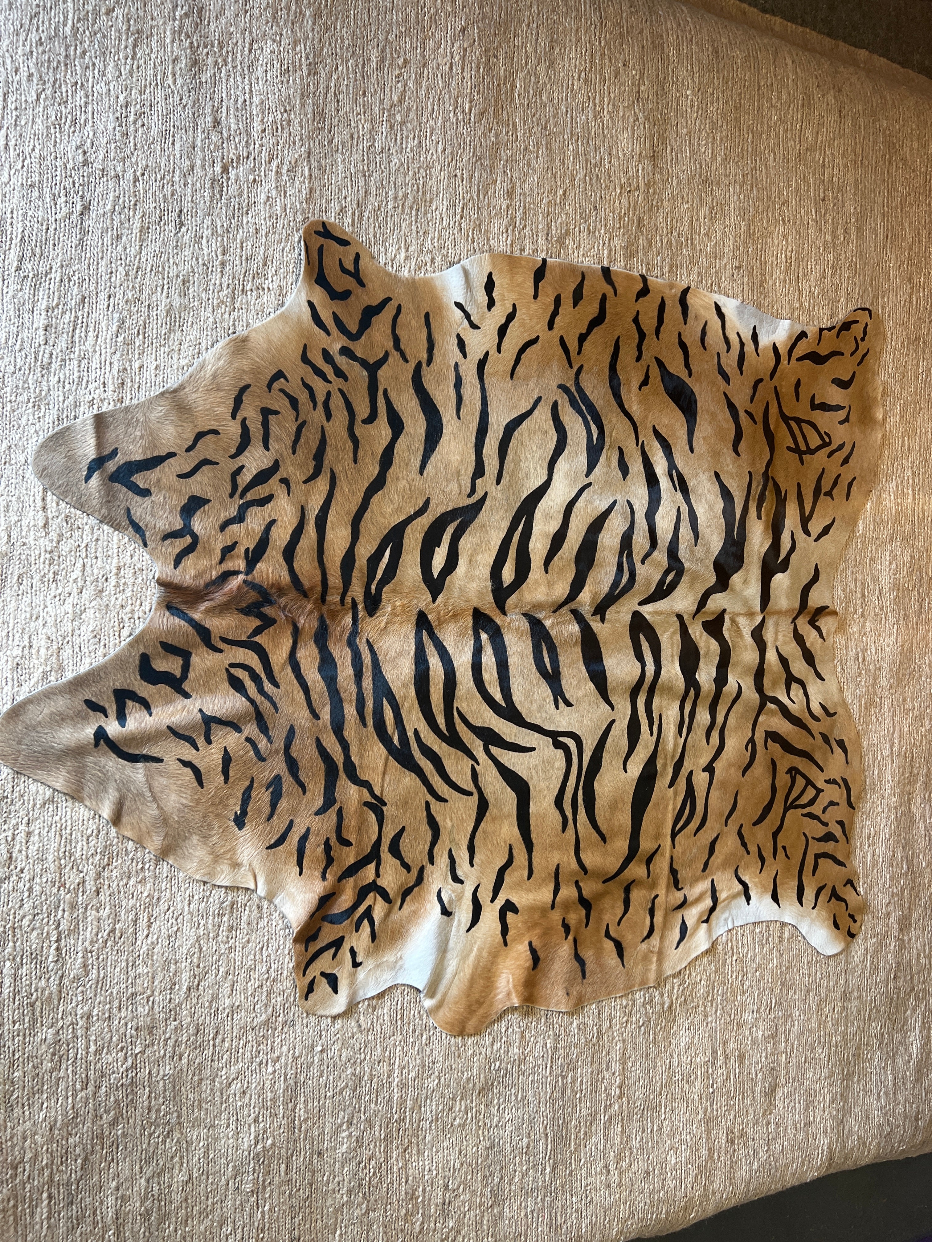 Tiger Print Cowhide Rug | Banana Manor Rug Company