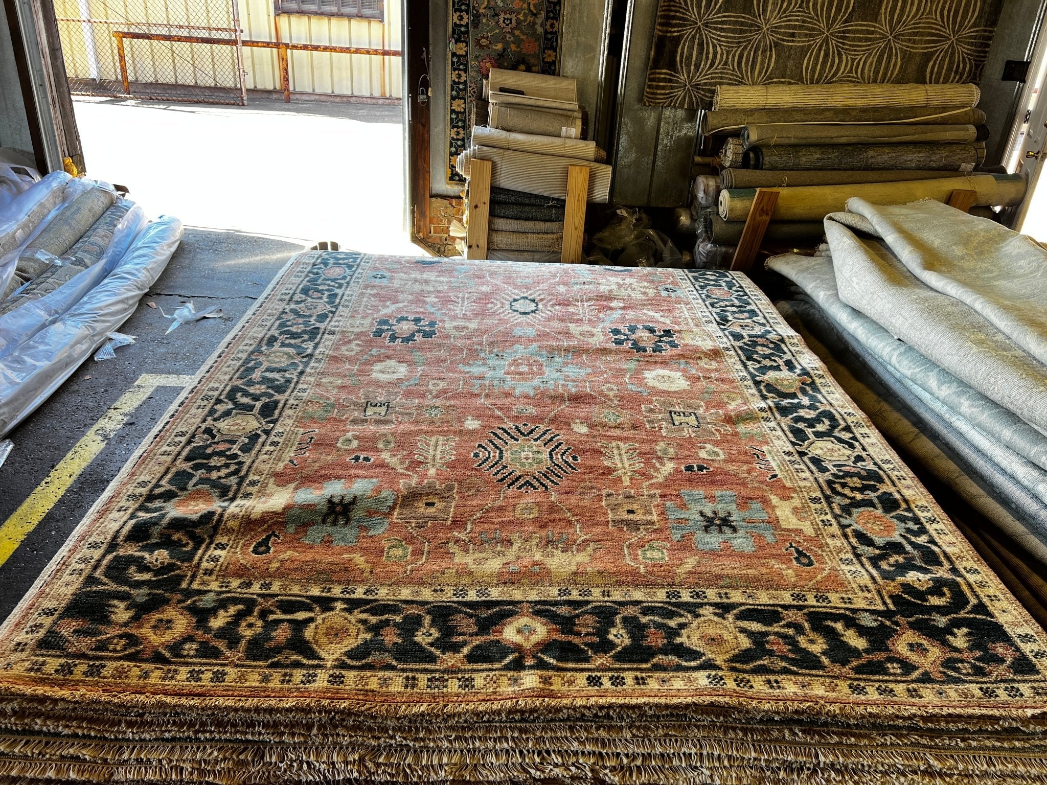 Ana 8.9x12.3 Hand-Knotted Rust & Blue Oushak | Banana Manor Rug Factory Outlet