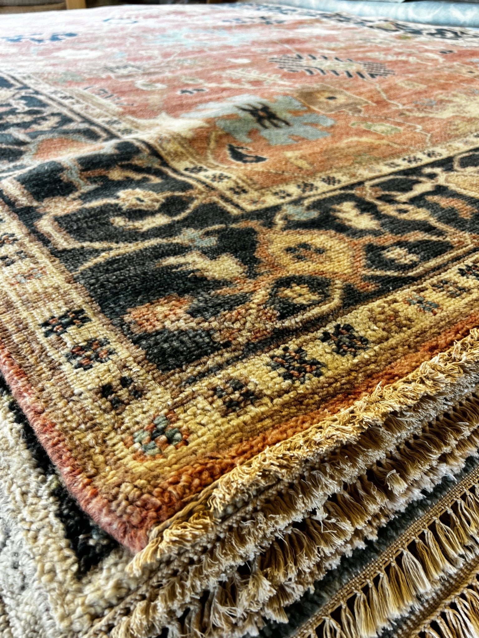 Ana 8.9x12.3 Hand-Knotted Rust & Blue Oushak | Banana Manor Rug Factory Outlet