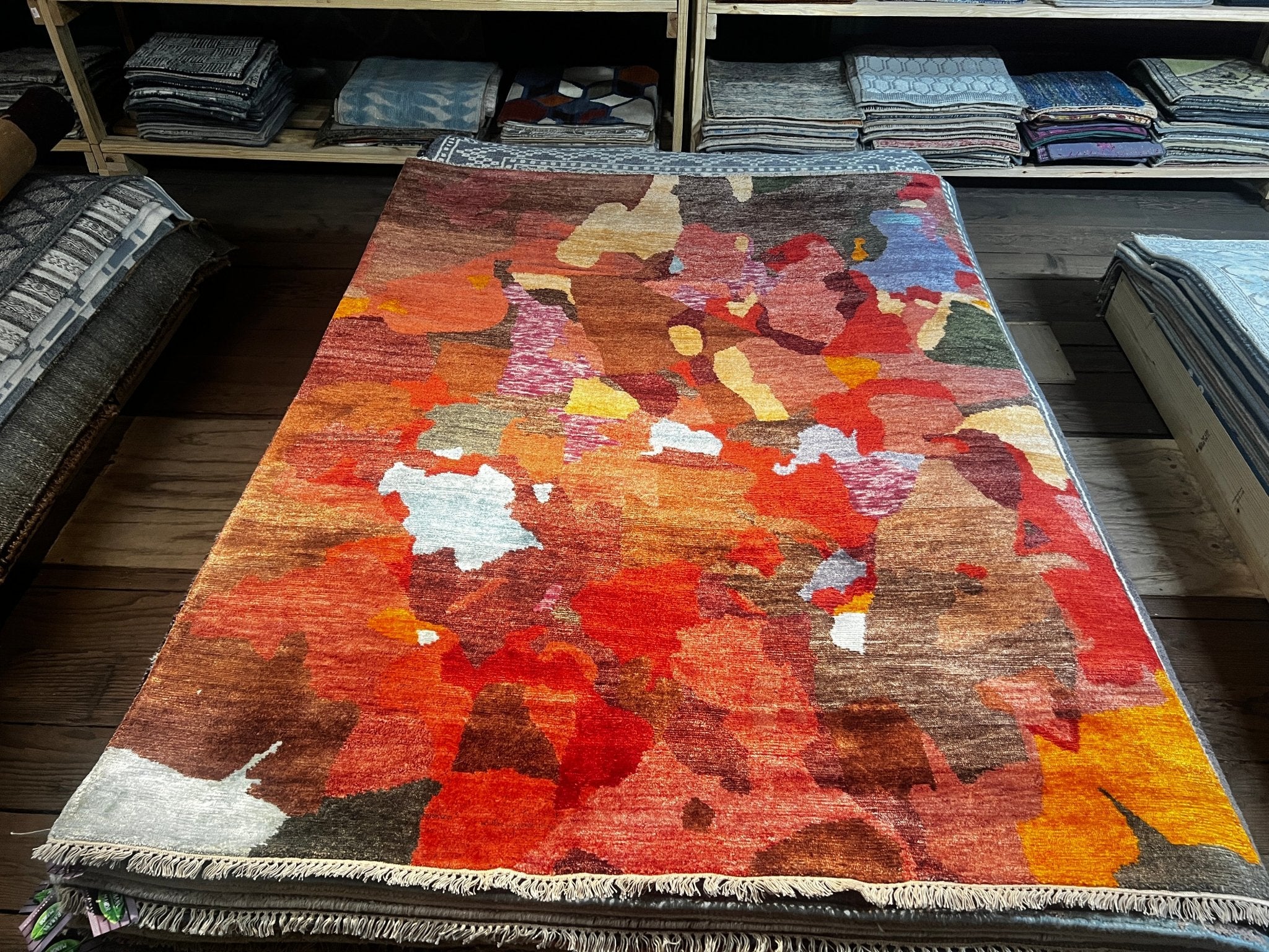 Anthony Hayes Hand-Knotted Modern Rug Red Multi-Colored 5X6.6 (Various Sizes) | Banana Manor Rug Factory Outlet