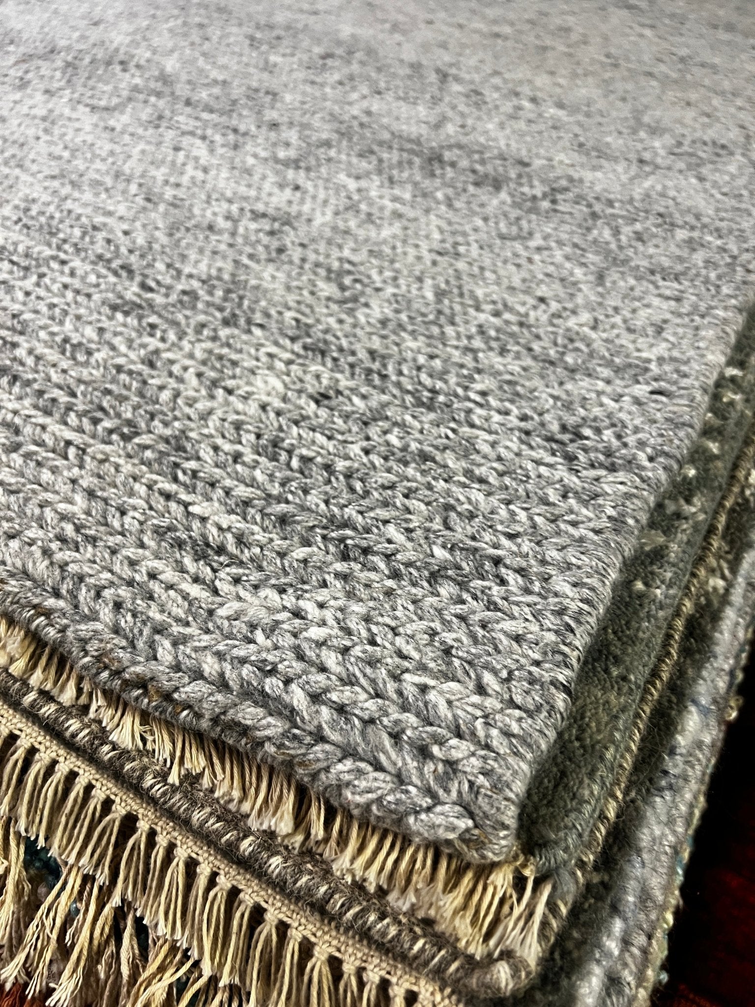 Benmont Tench 3x5 Grey Pet Yarn Durrie Rug | Banana Manor Rug Factory Outlet