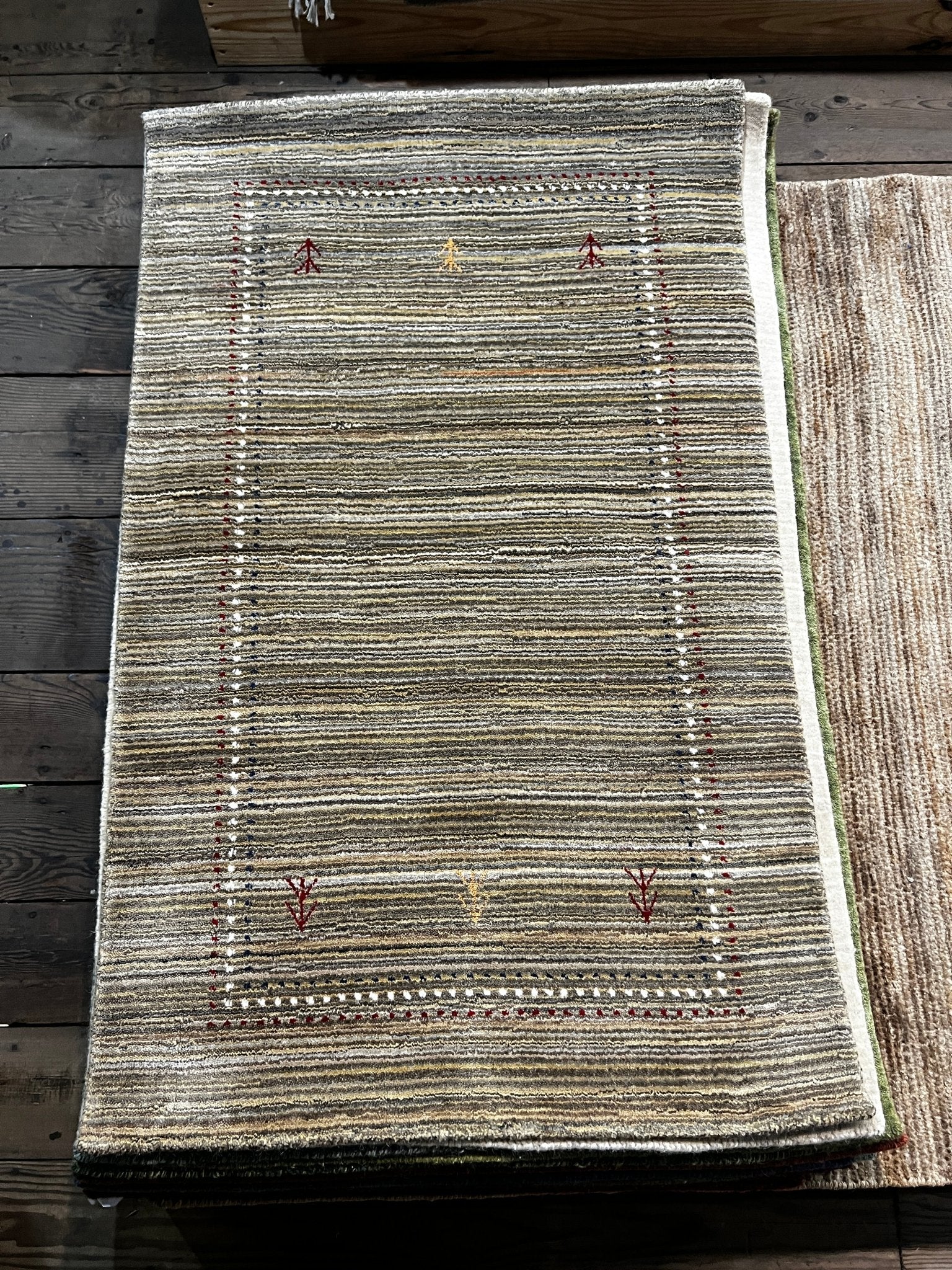 Blanchard 3x4.9 Blue/Cream Handwoven Gabbeh Rug | Banana Manor Rug Factory Outlet
