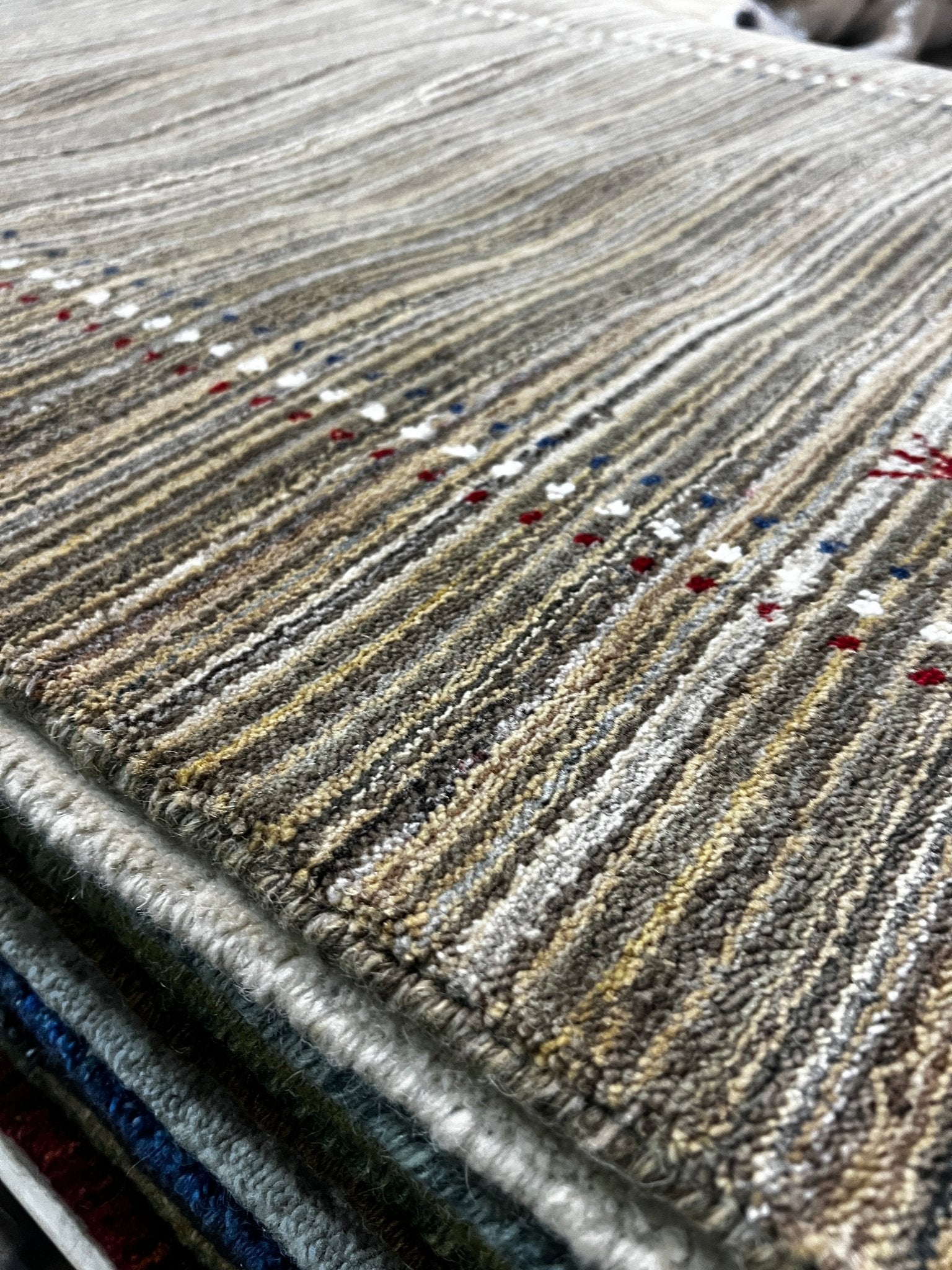 Blanchard 3x4.9 Blue/Cream Handwoven Gabbeh Rug | Banana Manor Rug Factory Outlet