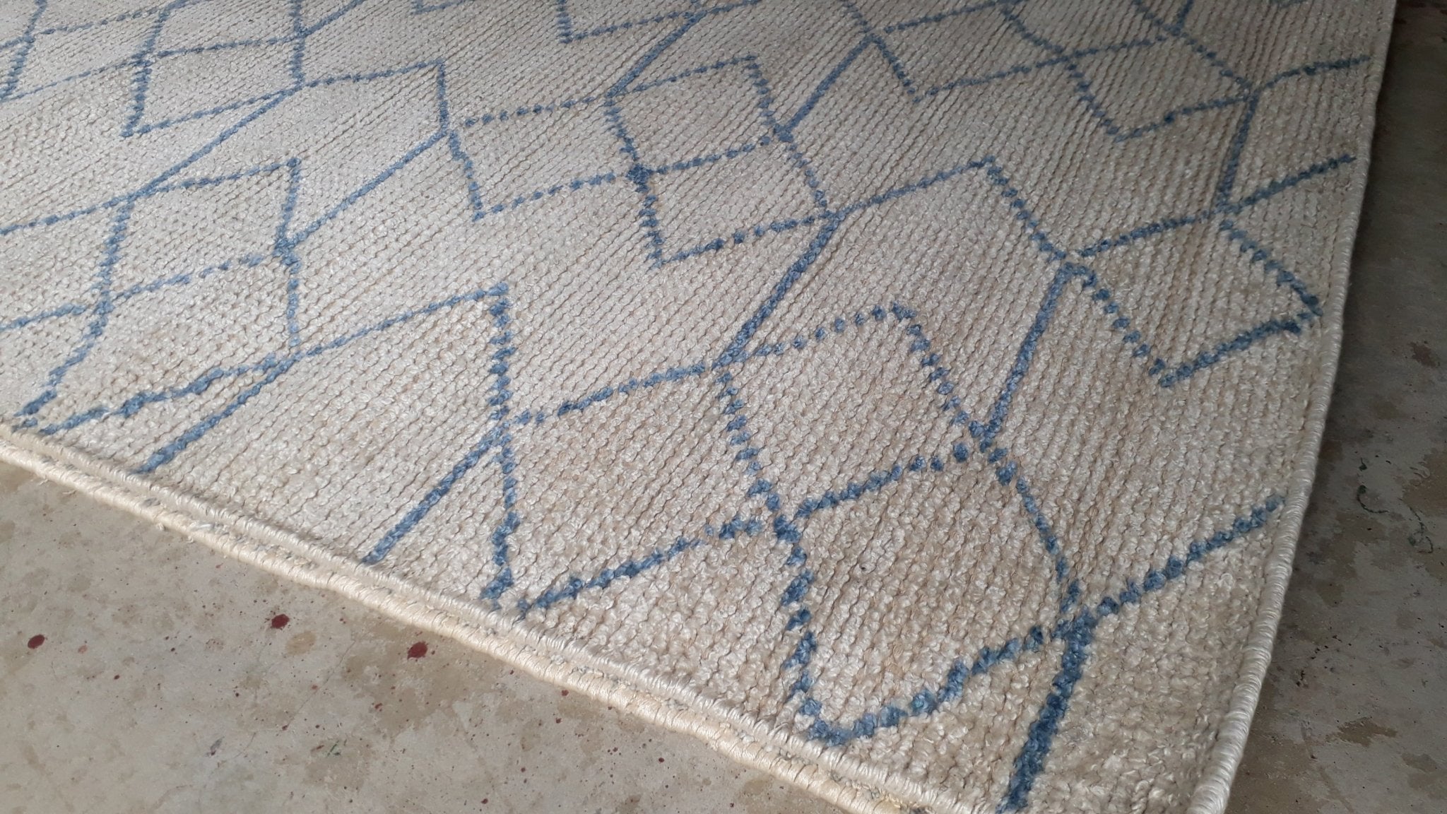 Blue/Beije Handknotted Viscose 5.3X7.9 Rug | Banana Manor Rug Factory Outlet