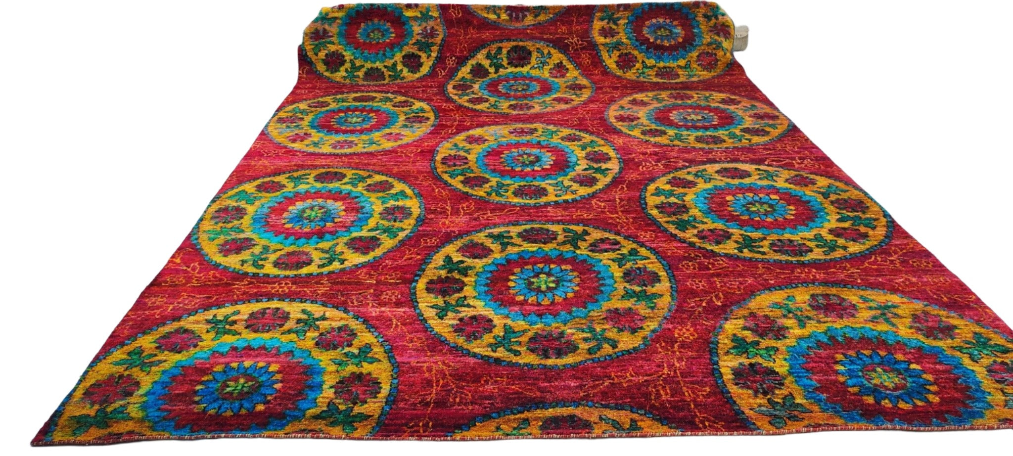 Bonnie 9x11.9 Hand-Knotted Red Mix Modern | Banana Manor Rug Factory Outlet
