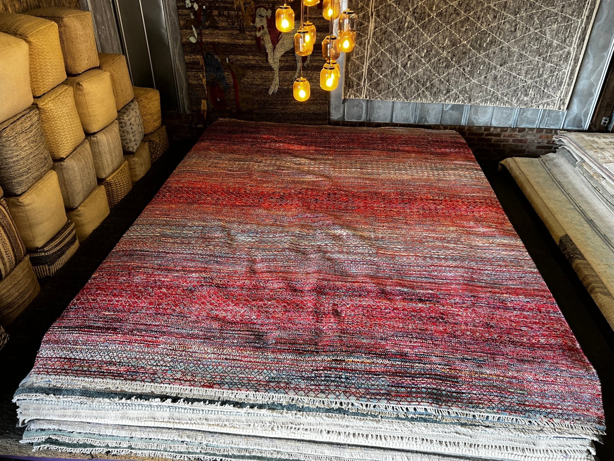 Brittany 10x13.9 Hand-Knotted Grass Style Multi-Color Rust Mix | Banana Manor Rug Factory Outlet