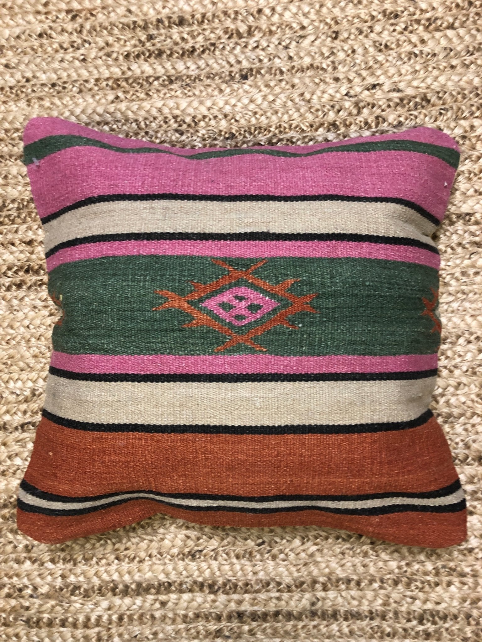 Broc Pink, Green, and Orange Handwoven Pillow | Banana Manor Rug Company
