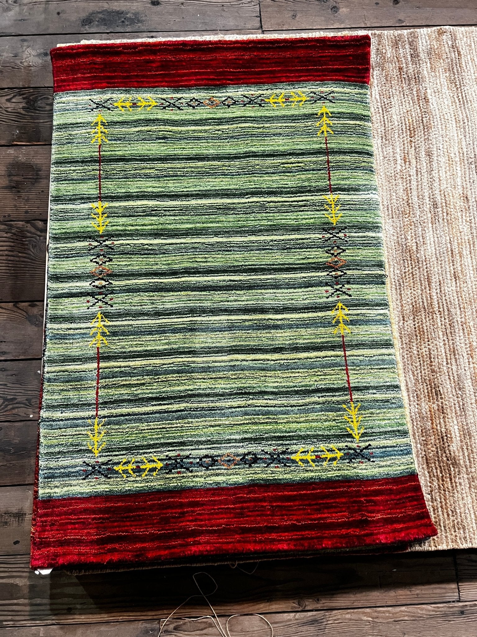 Brock 3x4.9 Green Handwoven Gabbeh Rug | Banana Manor Rug Factory Outlet