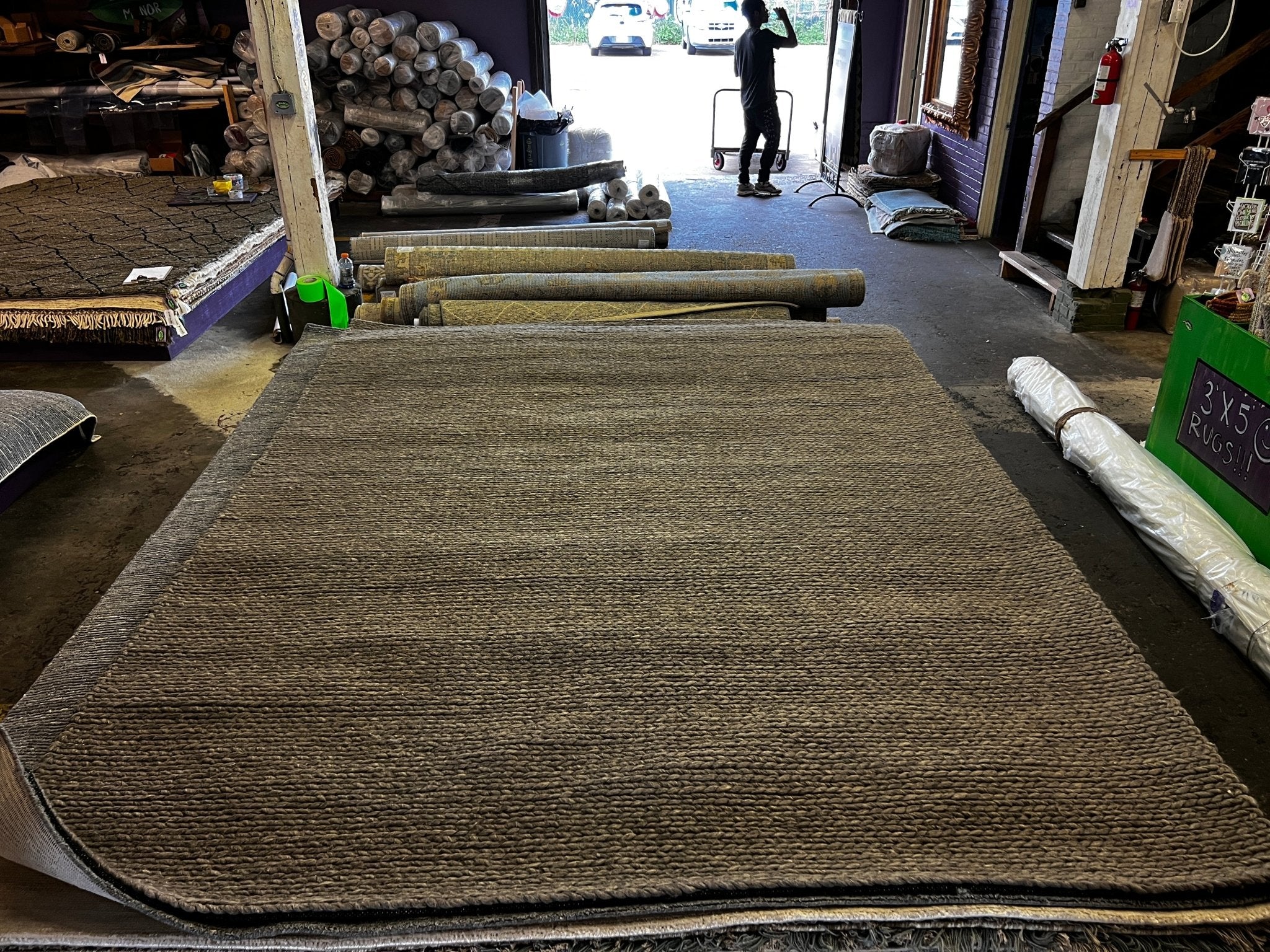 Carmella 7.9x10 Light Brown Handwoven Soumak Rug | Banana Manor Rug Company