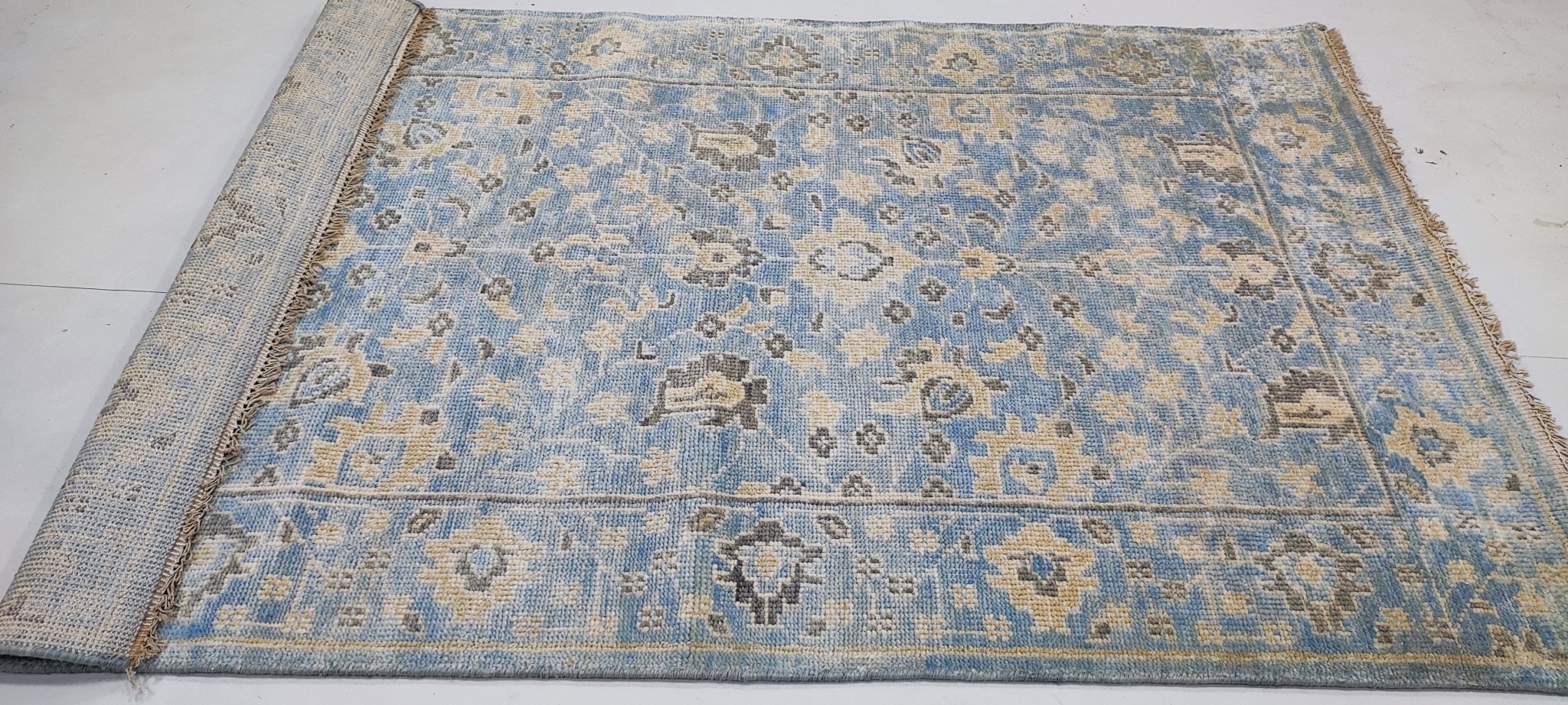 Carol Willick 4x6 Hand-Knotted Aqua & Silver Oushak | Banana Manor Rug Factory Outlet