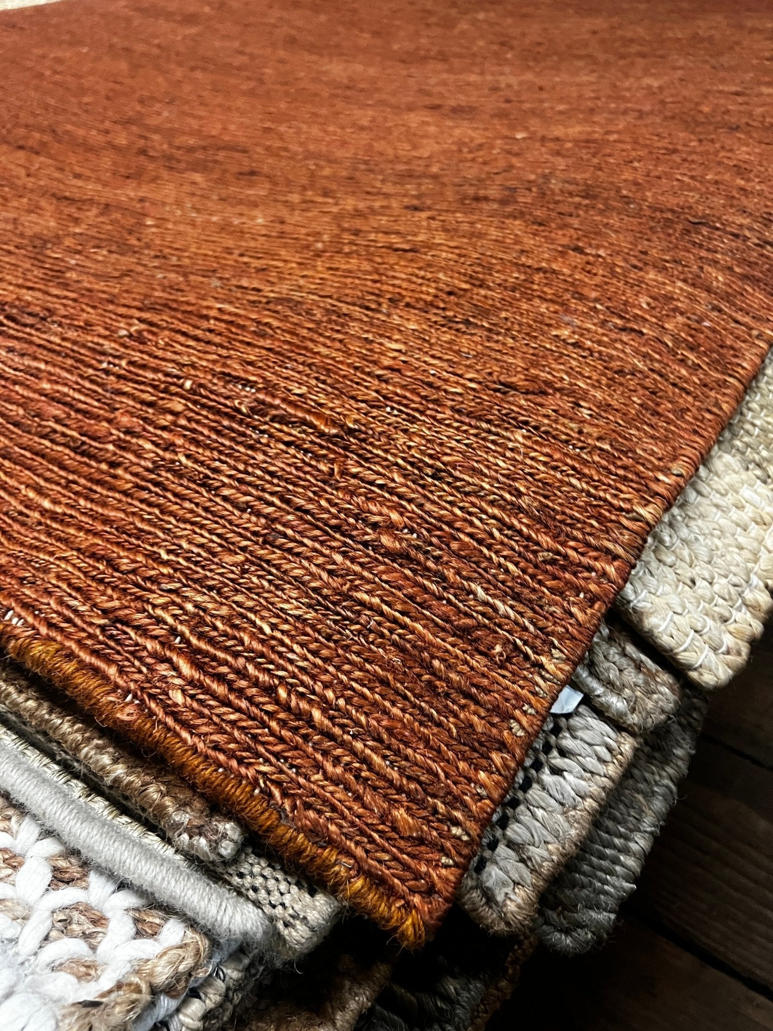 Carrot Top 5x7 Rust Handwoven Big Rib Jute Rug | Banana Manor Rug Company