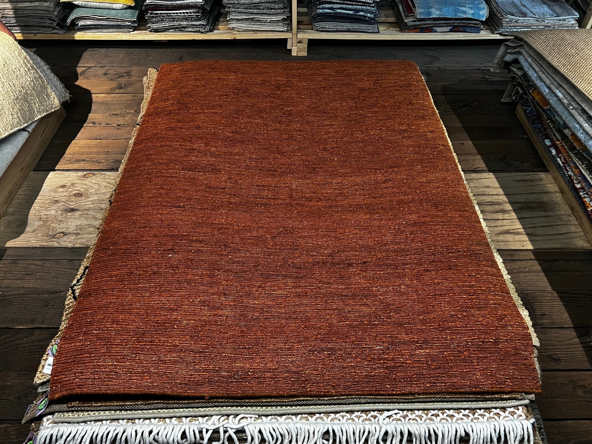 Carrot Top 5x7 Rust Handwoven Big Rib Jute Rug | Banana Manor Rug Company