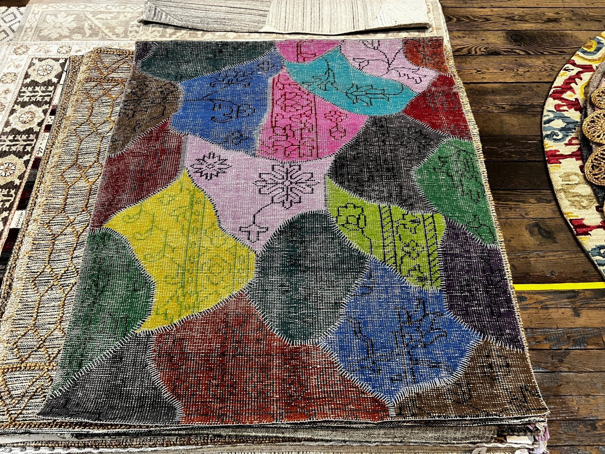 Carter 5x6 Hand-Knotted Multi-Color Patched | Banana Manor Rug Factory Outlet