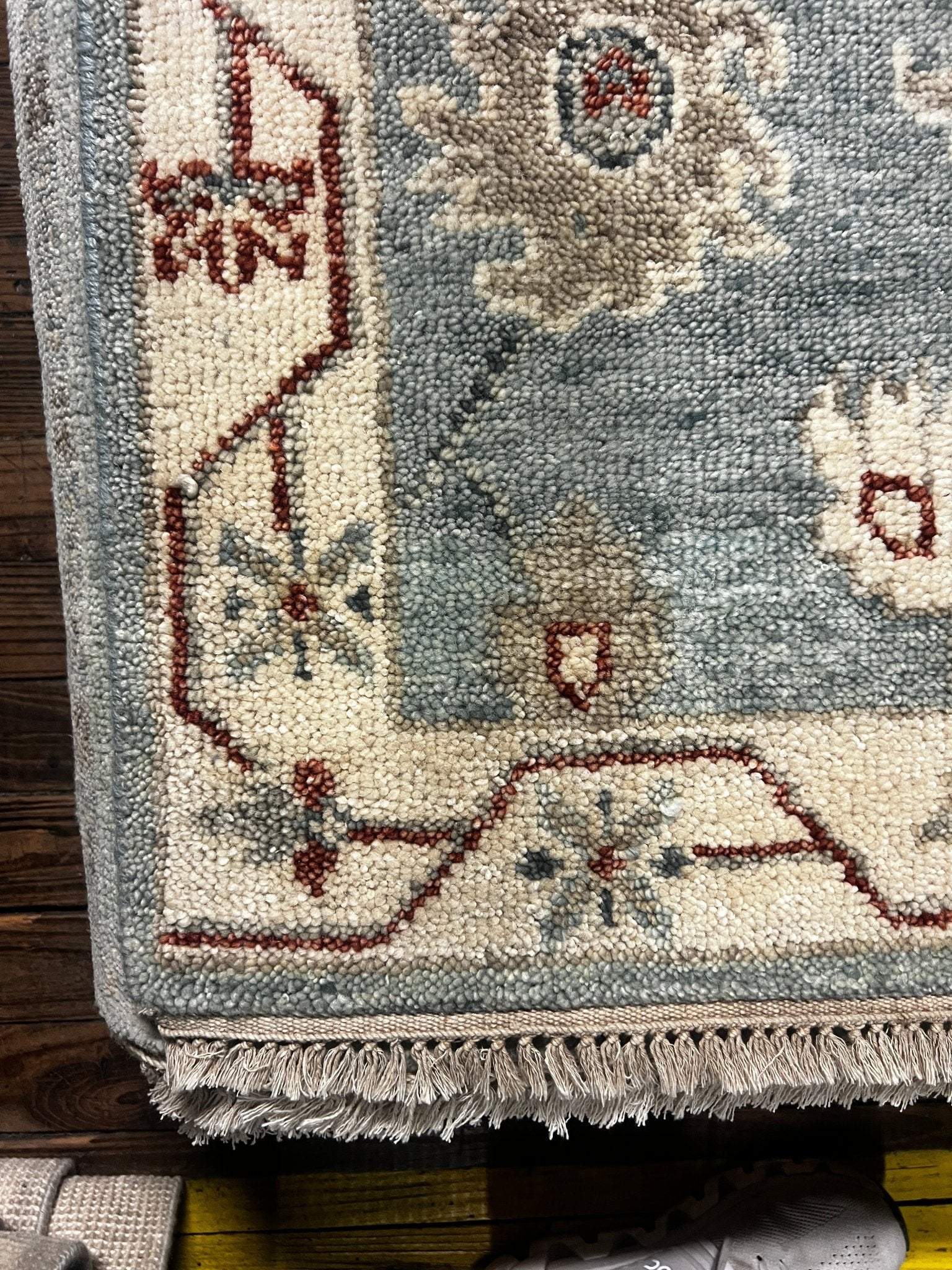 Colleen 2.9x14 Light Blue and Ivory Hand-Knotted Oushak Runner | Banana Manor Rug Factory Outlet