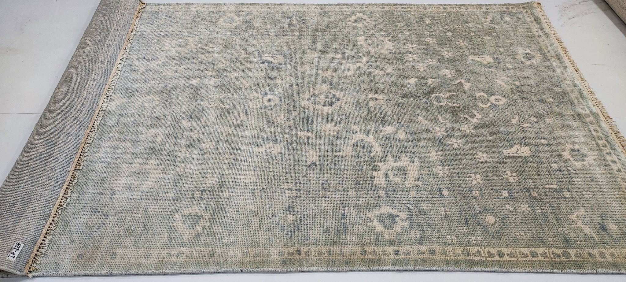 Elle Macpherson 4.9x6.6 Hand-Knotted Aqua & Silver Oushak | Banana Manor Rug Factory Outlet