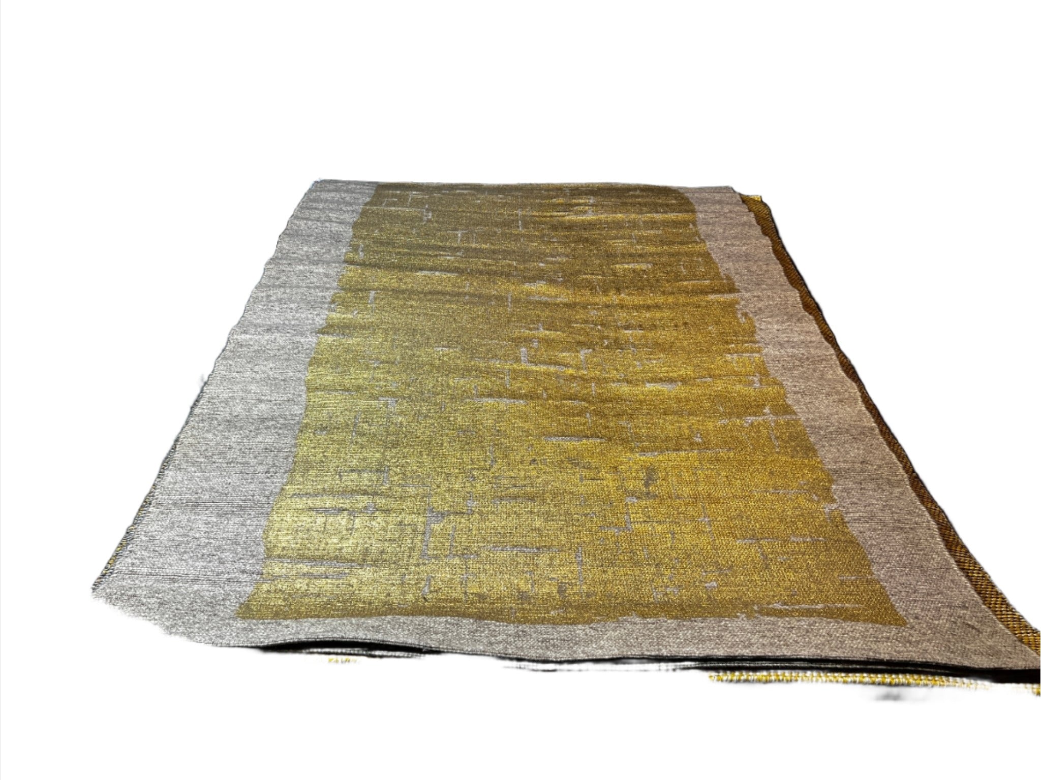 Excalibur 5x7.9 Handwoven Grey & Gold Printed Durrie | Banana Manor Rug Factory Outlet