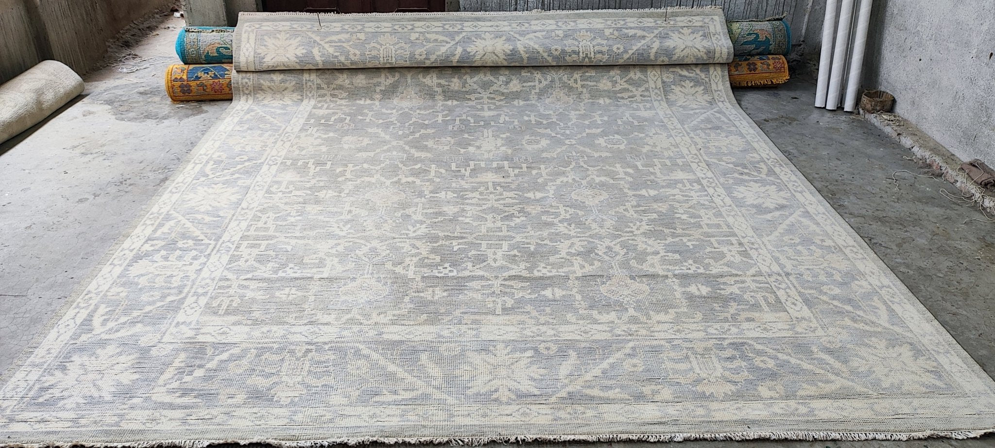 Janet Weiss 9.9x13.9 Hand Knotted Silver Grey Turkish Oushak | Banana Manor Rug Factory Outlet