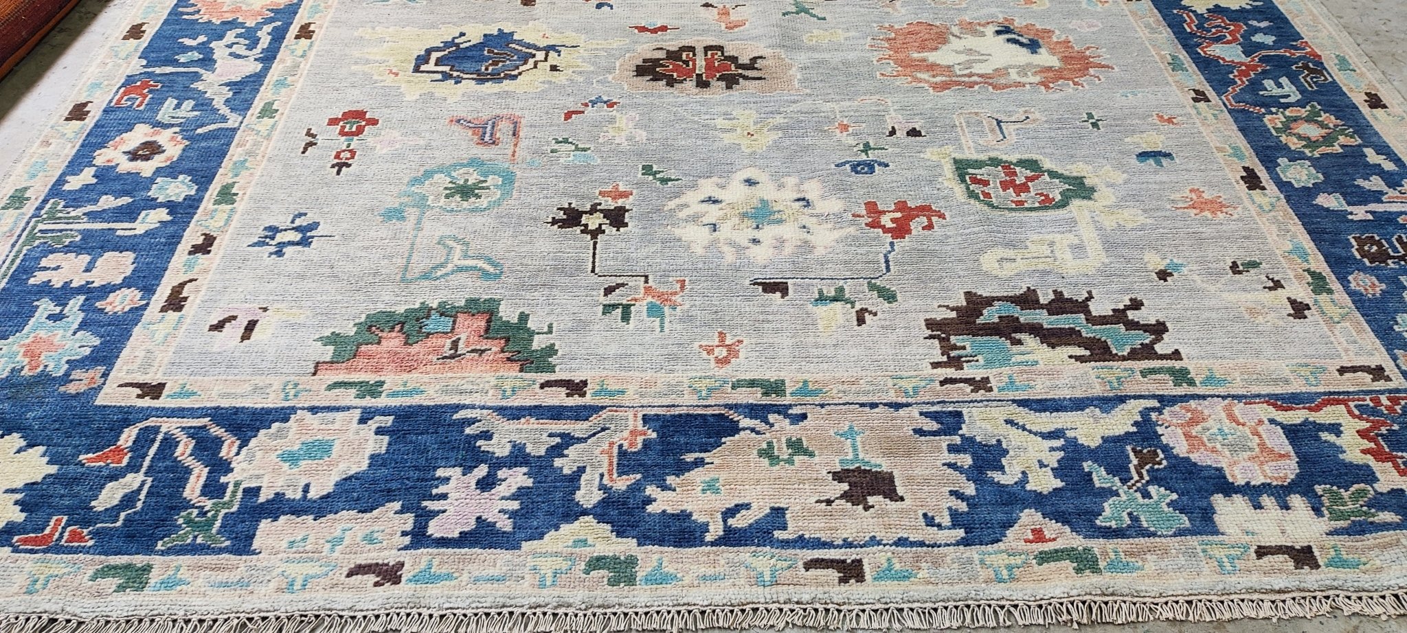 Jess Bowen 12x15 Hand Knotted Grey & Blue Oushak | Banana Manor Rug Factory Outlet