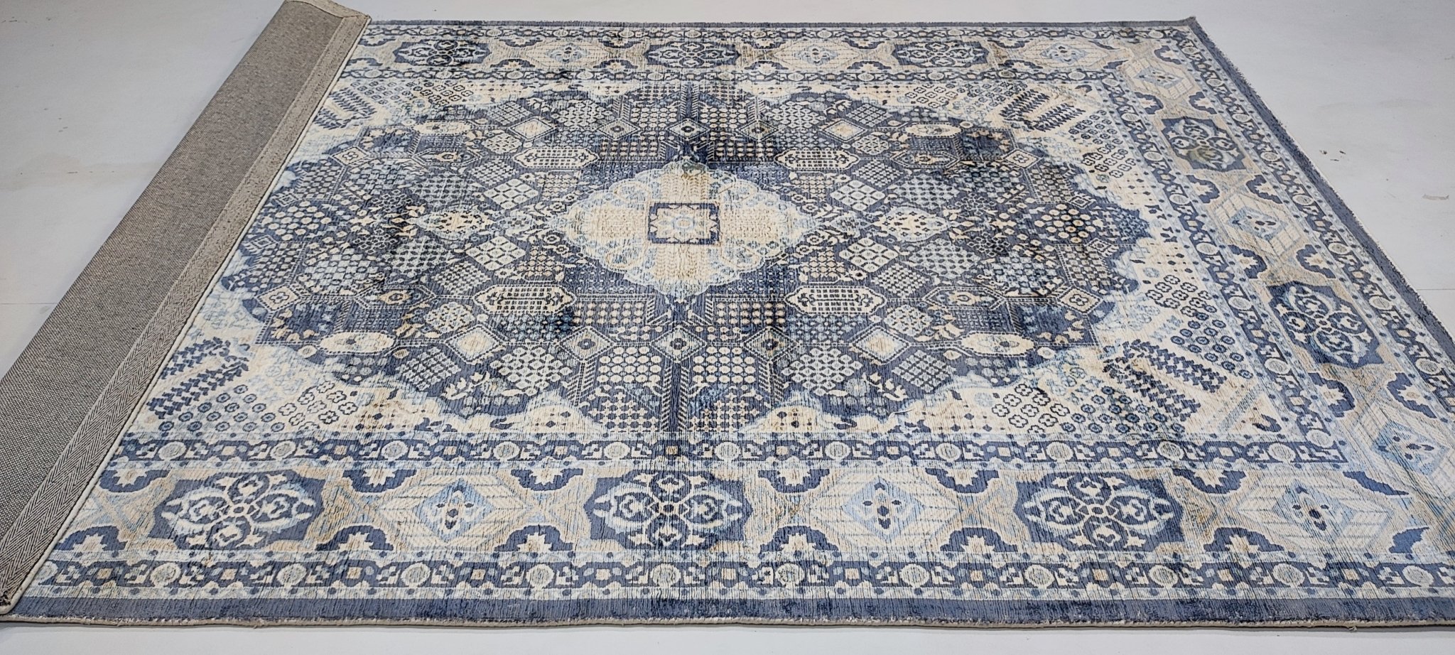 Krewe of Mid-City 5.3x7.9 Handwoven Light Blue Printed Viscose | Banana Manor Rug Factory Outlet