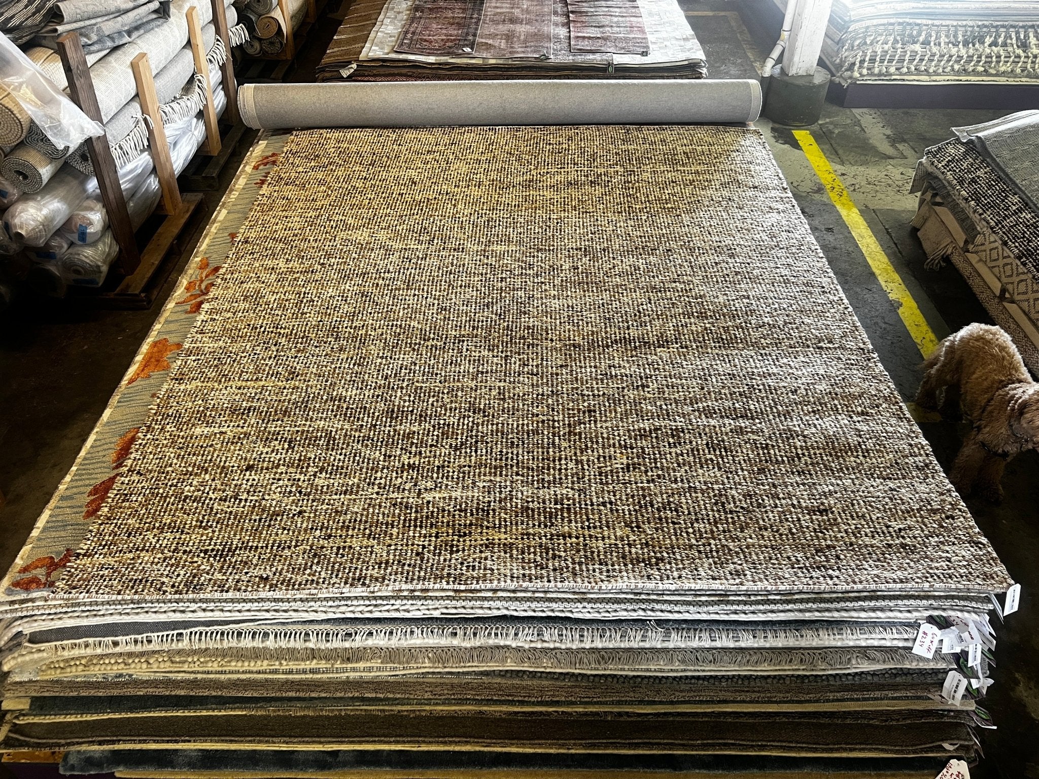 Lady Caroline 8.6x11 Handwoven Textured Wool Durrie | Banana Manor Rug Factory Outlet