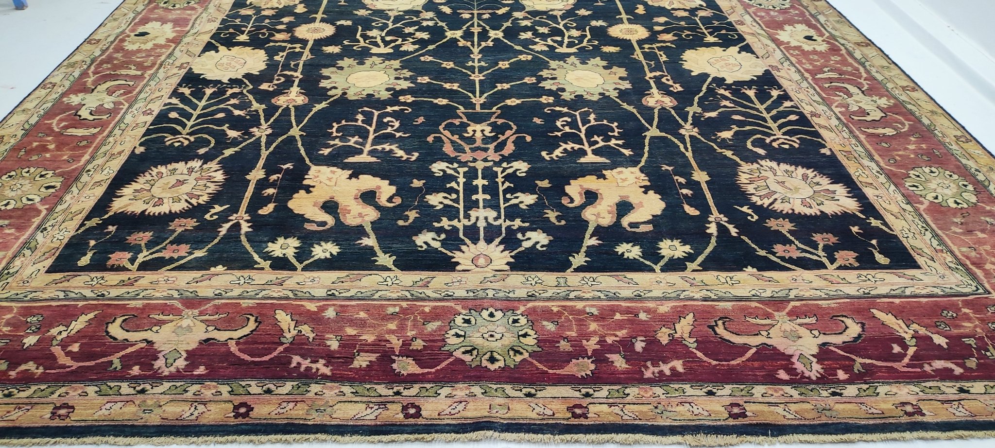 Mariena 12x18.3 Hand-Knotted Black & Rust Oushak | Banana Manor Rug Factory Outlet