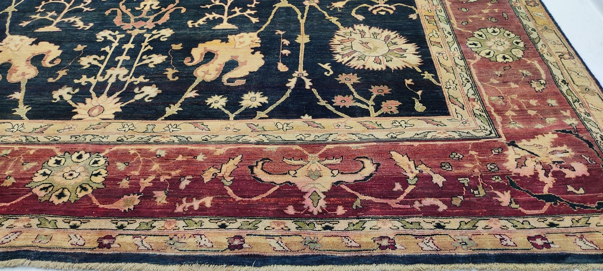 Mariena 12x18.3 Hand-Knotted Black & Rust Oushak | Banana Manor Rug Factory Outlet