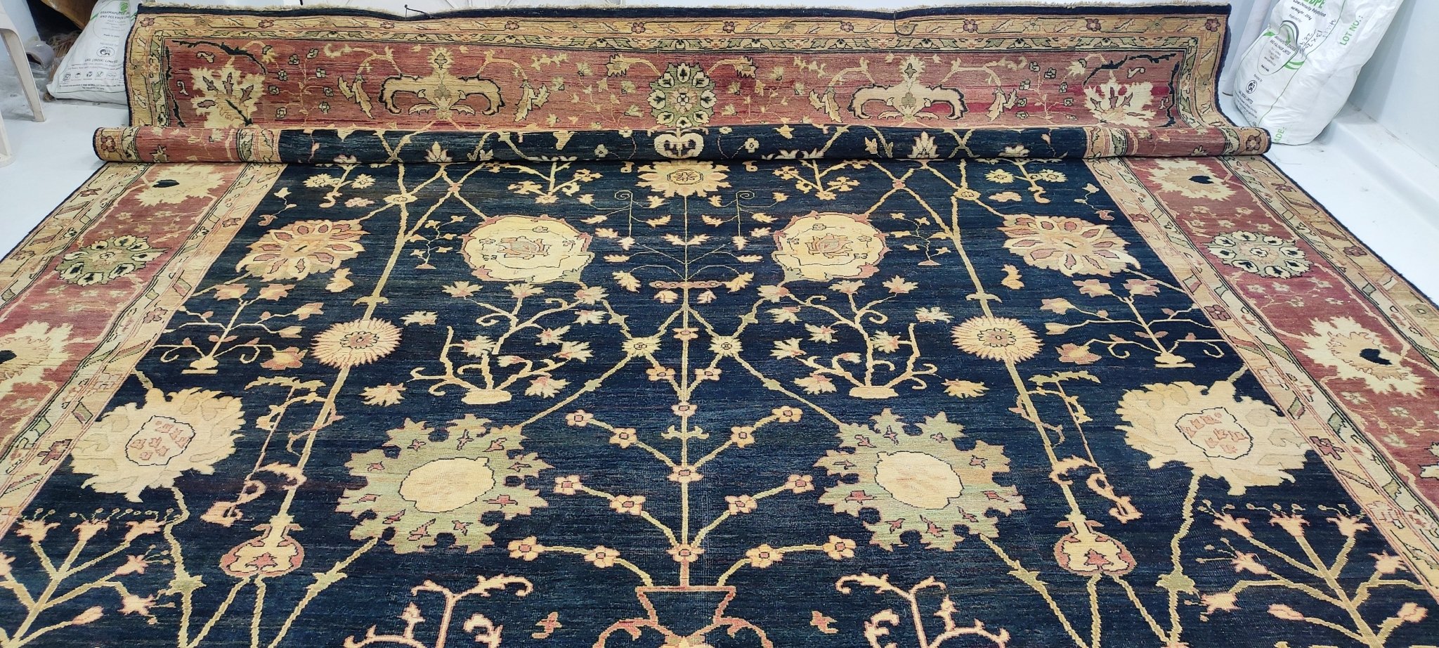 Mariena 12x18.3 Hand-Knotted Black & Rust Oushak | Banana Manor Rug Factory Outlet