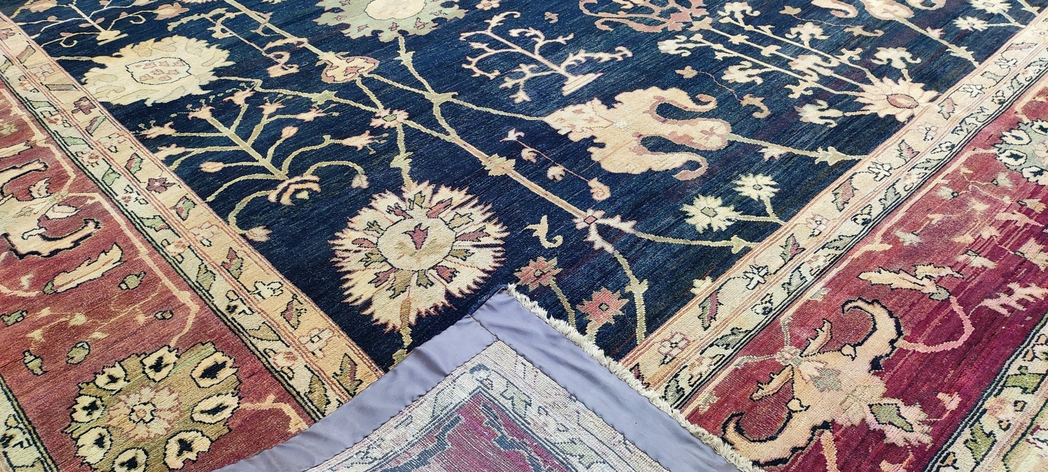 Mariena 12x18.3 Hand-Knotted Black & Rust Oushak | Banana Manor Rug Factory Outlet