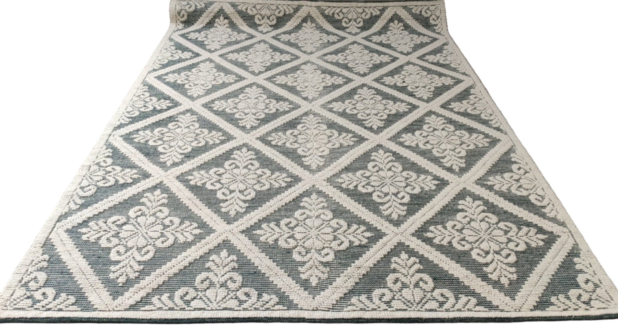 Michael Bluth 7.6x10 Ivory and Green Floral Handwoven Rug | Banana Manor Rug Company
