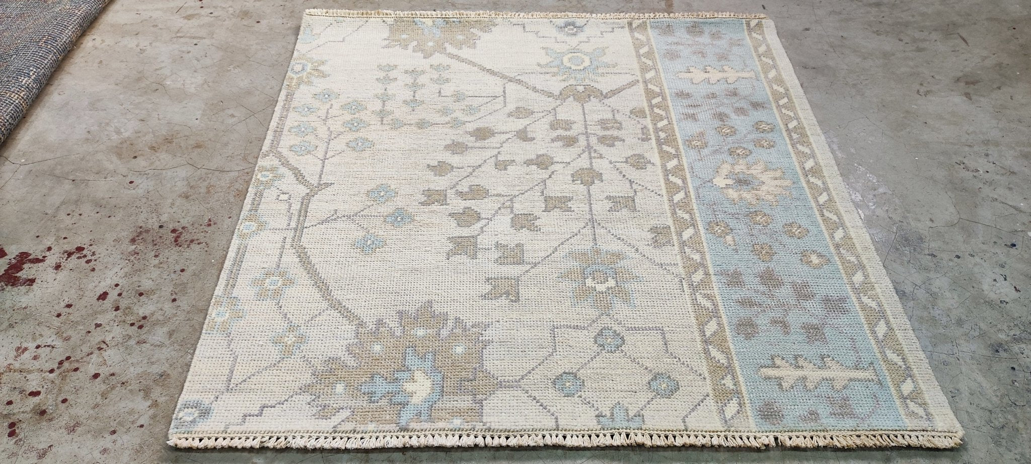 Molly Van Amburgh Grey and Silver Hand-Knotted Oushak Rug 4x4 | Banana Manor Rug Factory Outlet