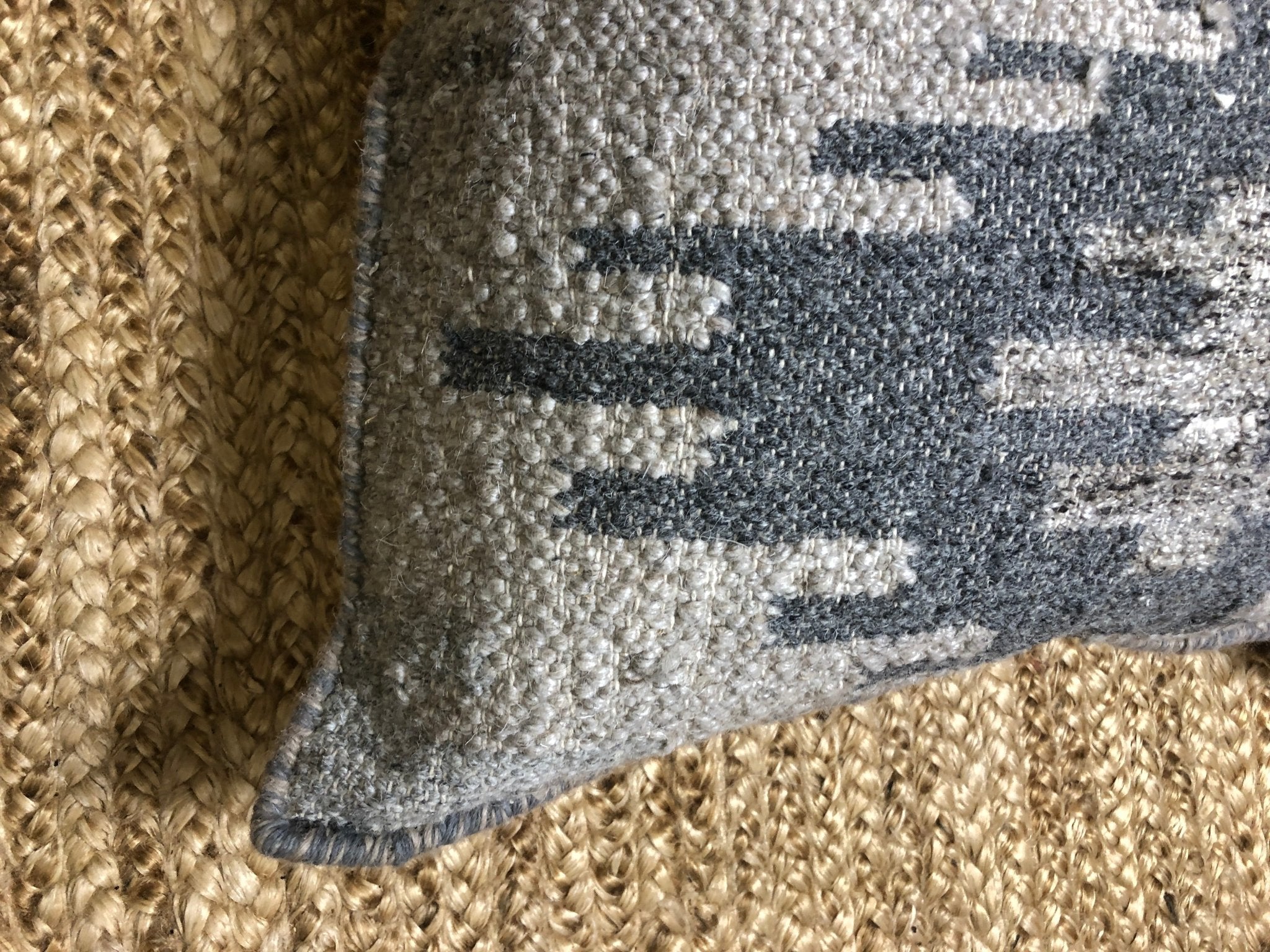 Mr. Belding Grey, Beige, and Brown Hand-woven Pillow | Banana Manor Rug Company