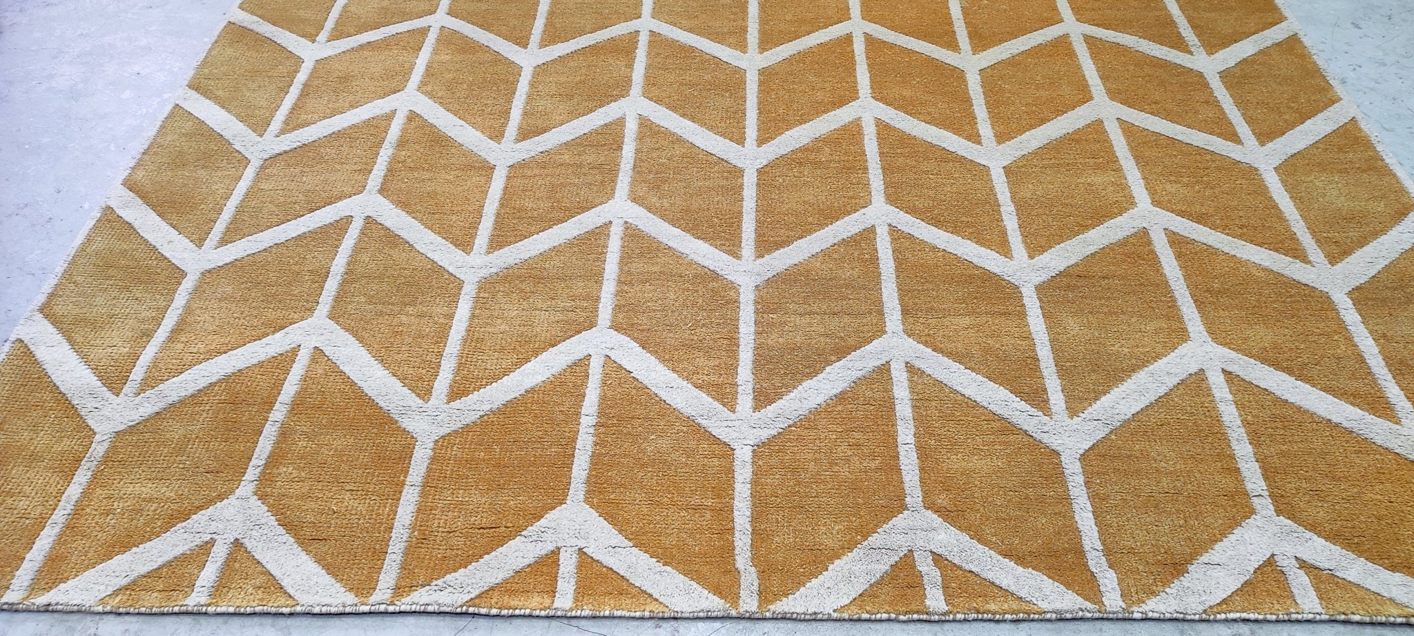 Peter Finch Hand-Knotted Modern Rug Gold and Ivory 8.3X9.9 | Banana Manor Rug Company
