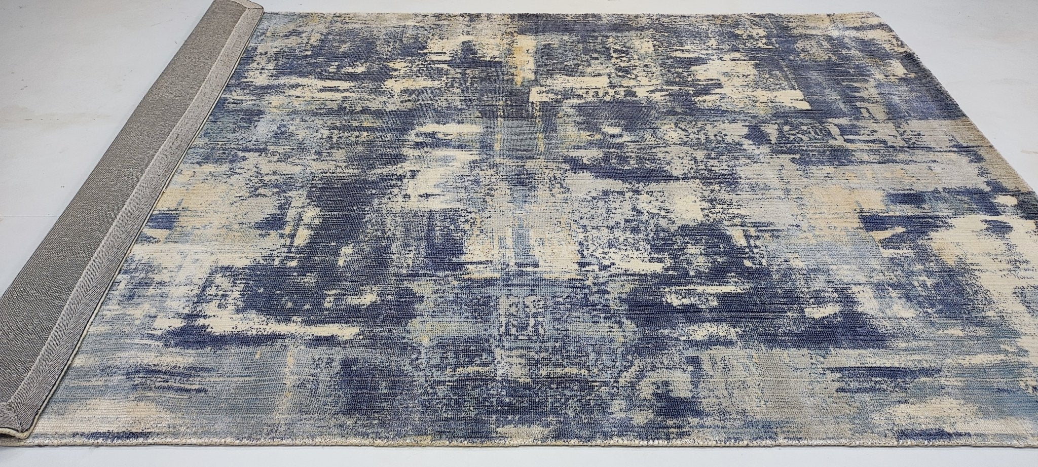 Rex 5.3x7.9 Handwoven Aqua & Ivory Printed Viscose | Banana Manor Rug Factory Outlet