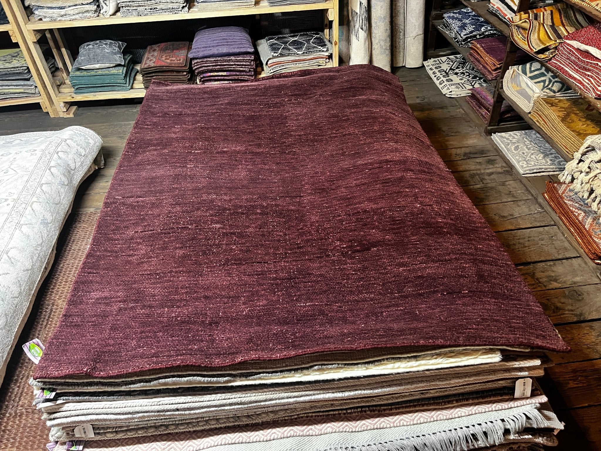 Ron Burgundy Handwoven Burgundy Durrie Rug (Multiple Sizes) | Banana Manor Rug Factory Outlet