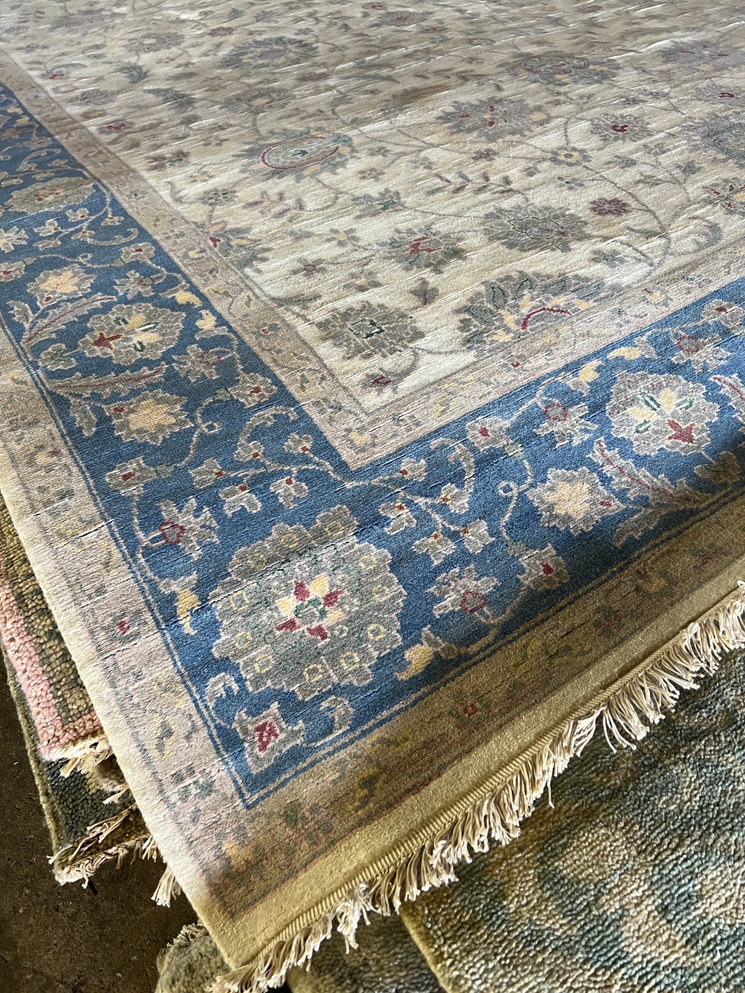 Cream Floral 8X8 Oushak Oriental Square Rug