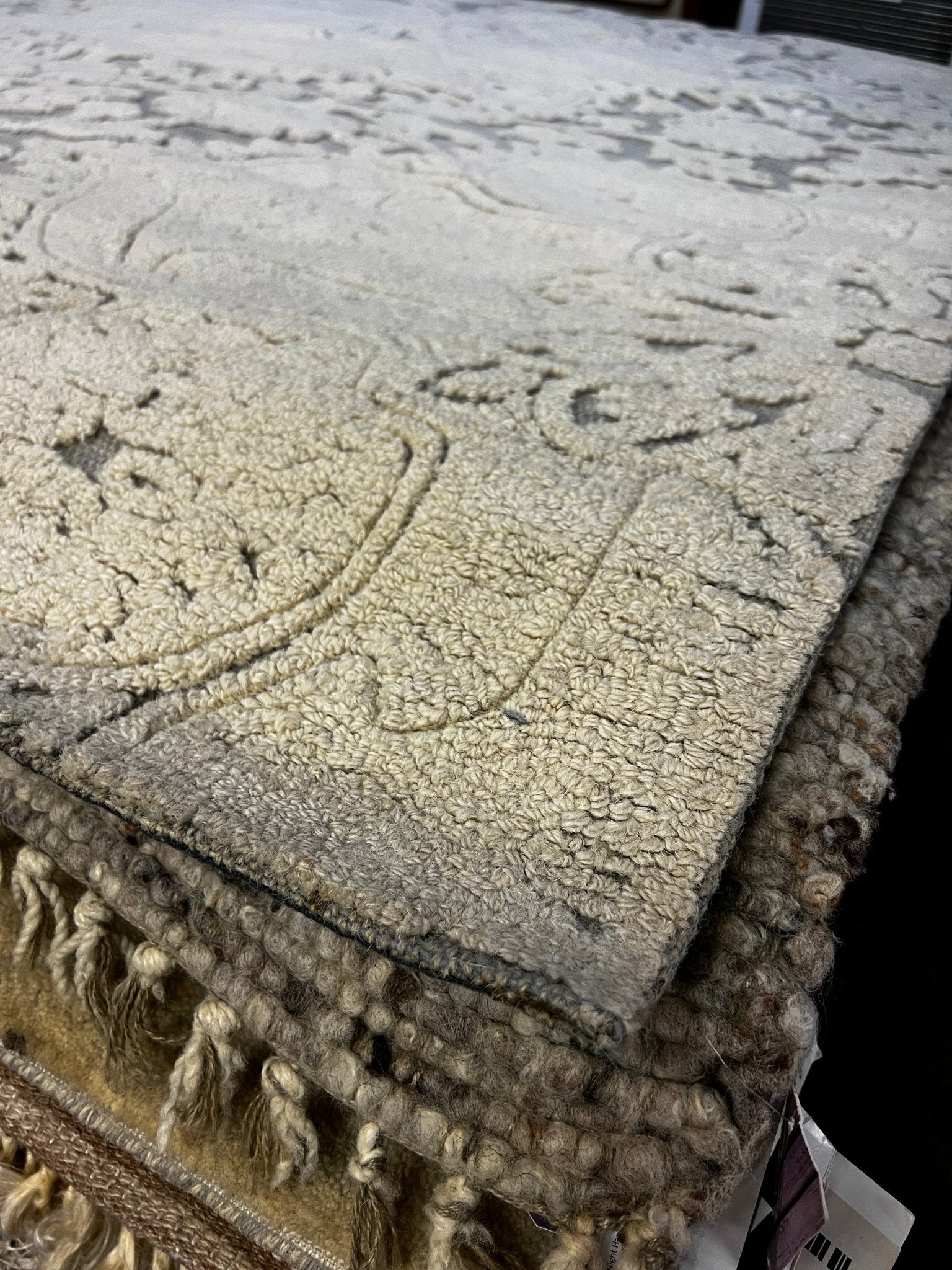 Ryan Handwoven Silver & Beige Jacquard Durrie (Multiple Sizes) | Banana Manor Rug Factory Outlet