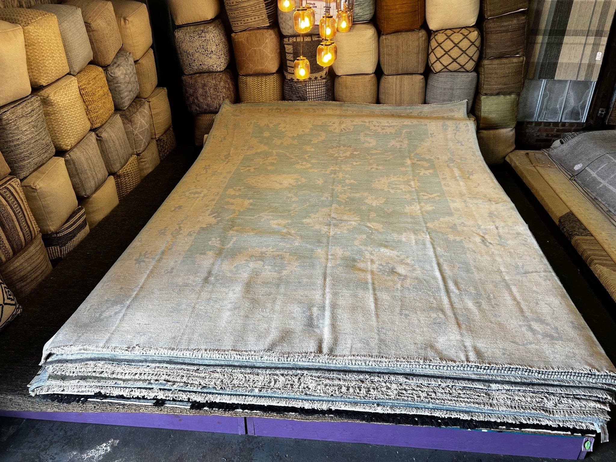 Sana 10x13.6 Whitewashed Beige & Green Afghani Oushak | Banana Manor Rug Factory Outlet