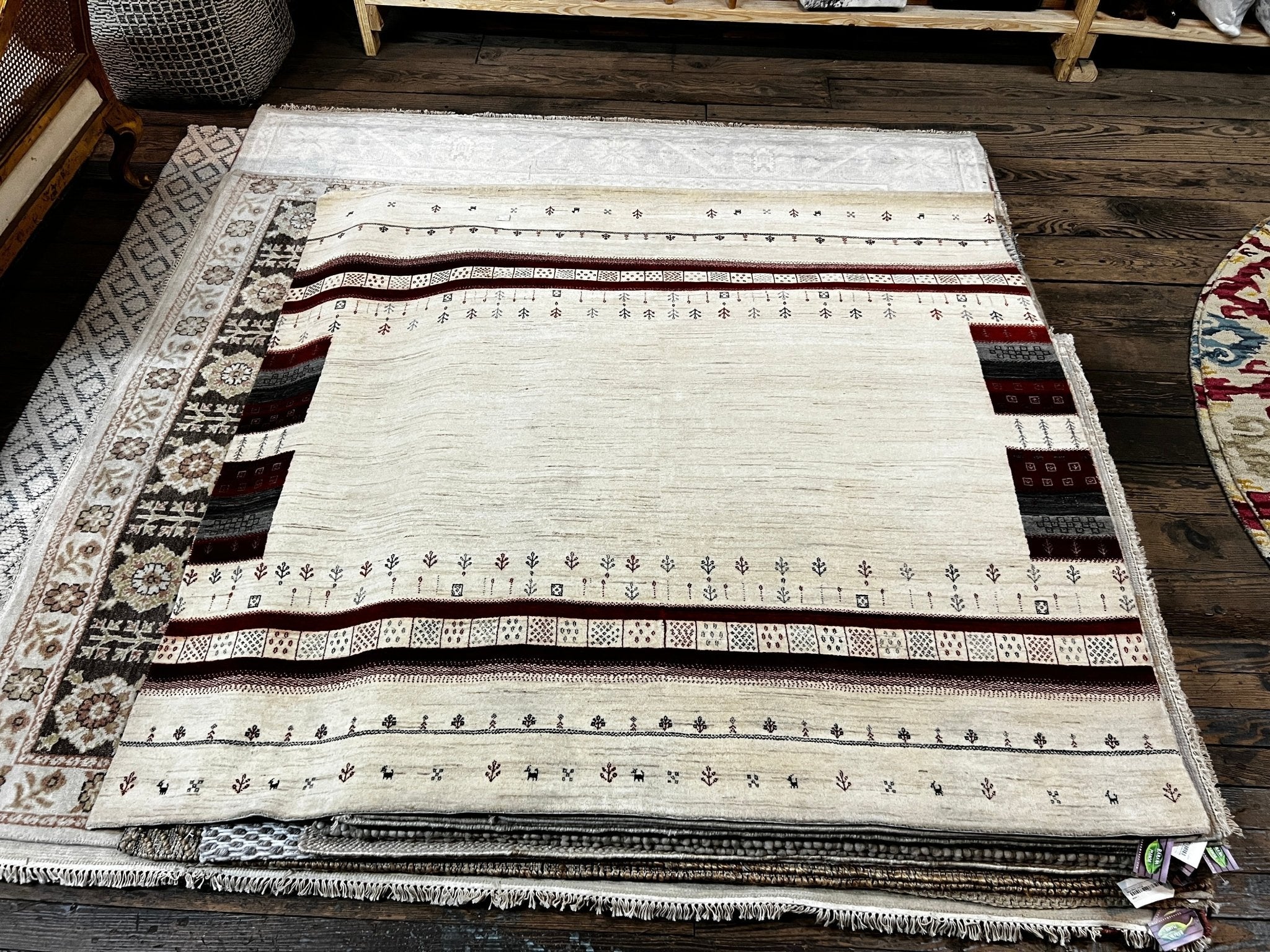 Shiho 6.6x6.3 Hand Knotted Beige Lori Buff | Banana Manor Rug Factory Outlet