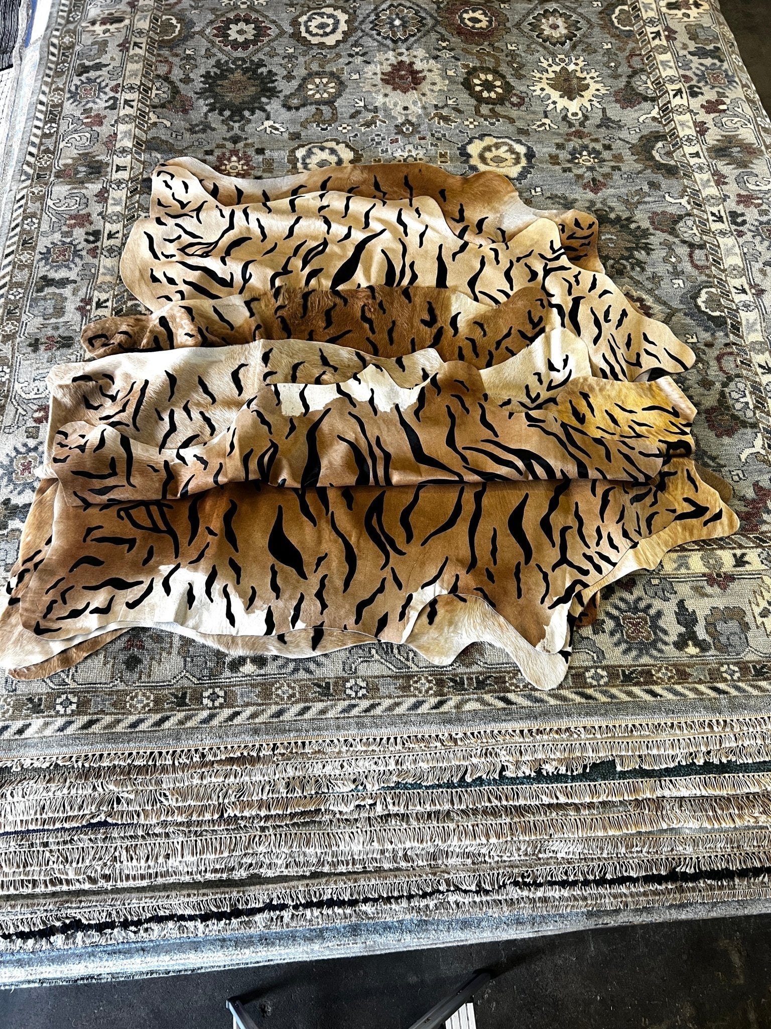 Tiger Print Cowhide Rug | Banana Manor Rug Company