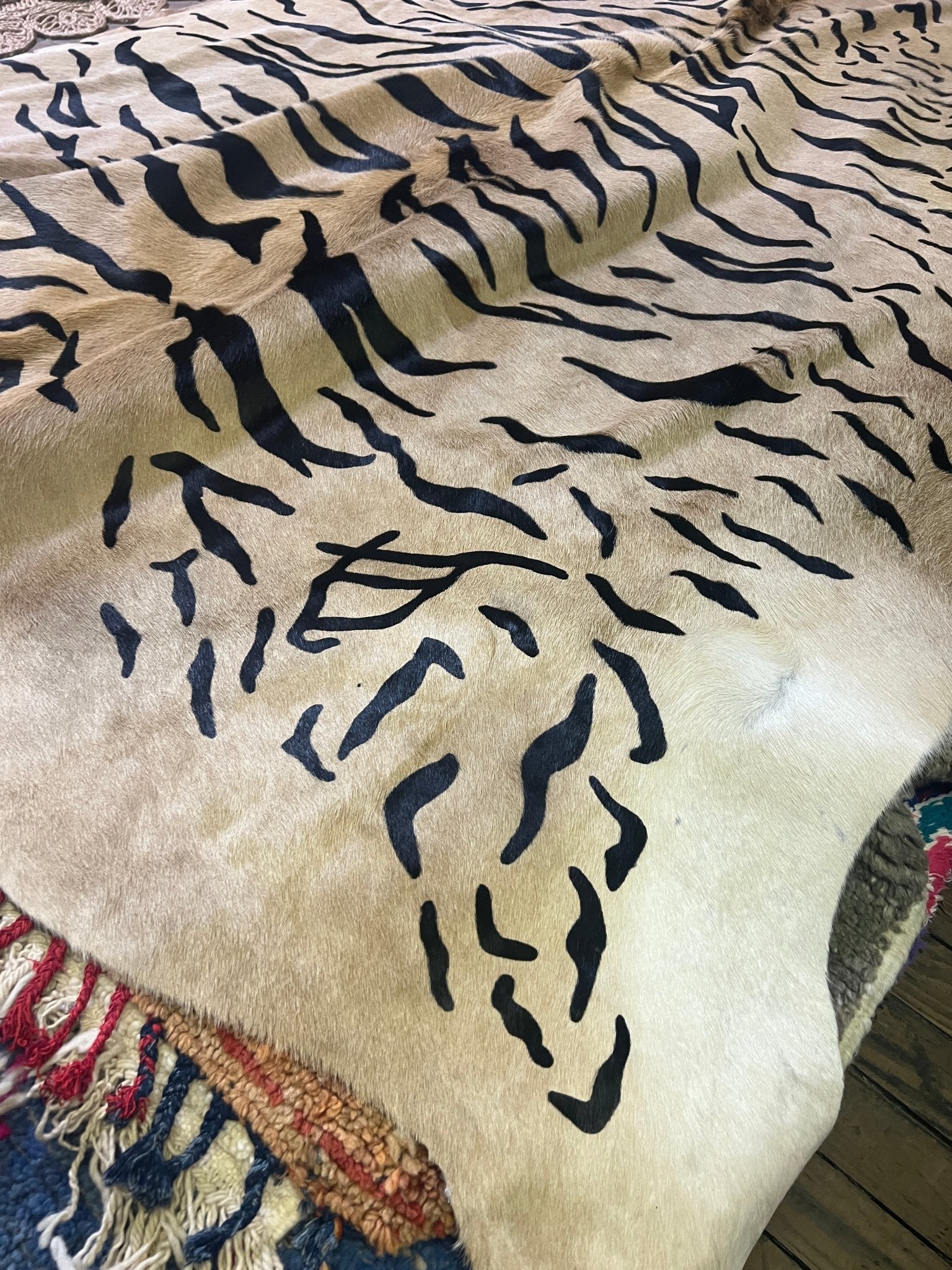 Tiger Print Cowhide Rug | Banana Manor Rug Company