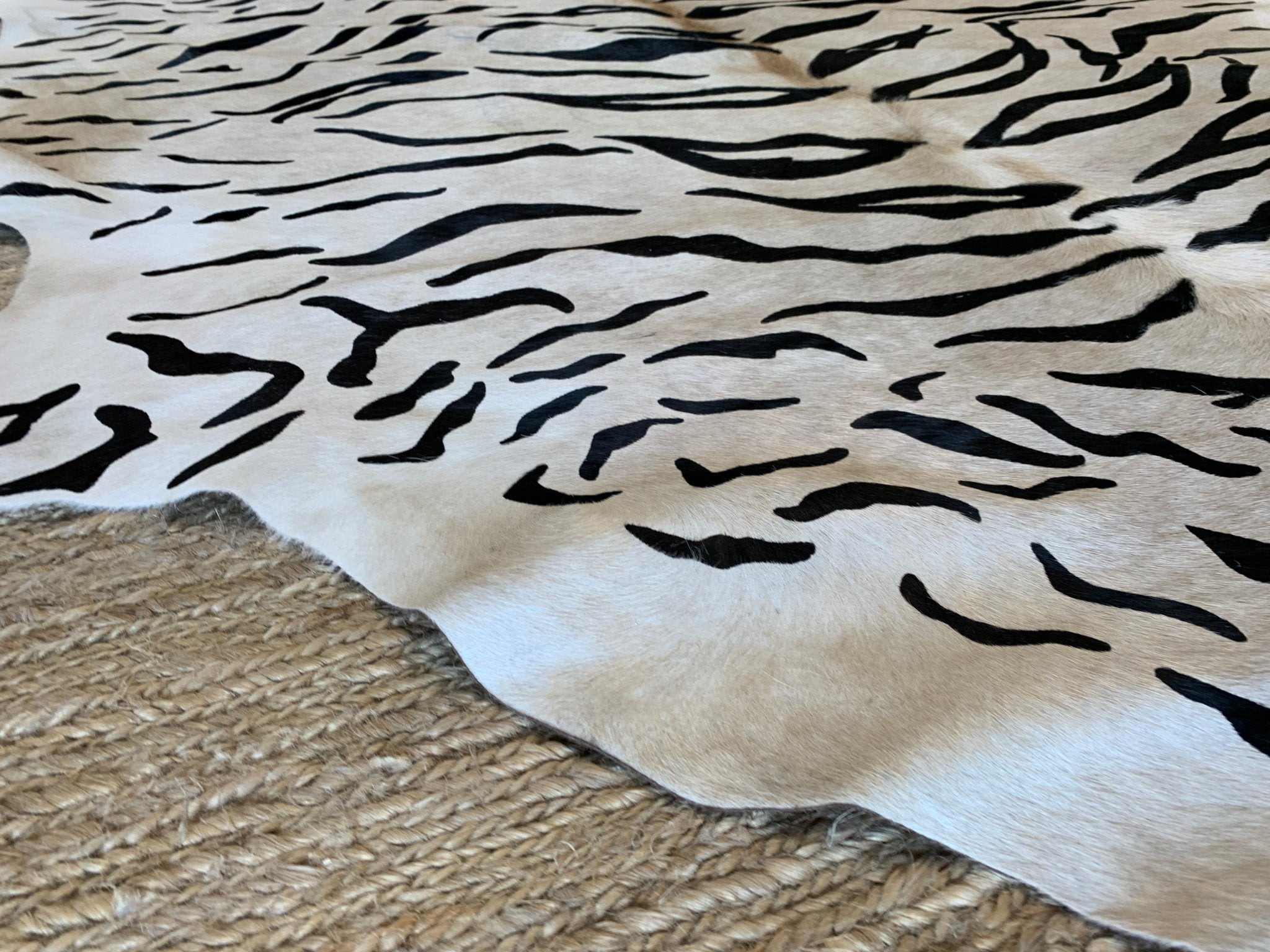 Tiger Print Cowhide Rug | Banana Manor Rug Company