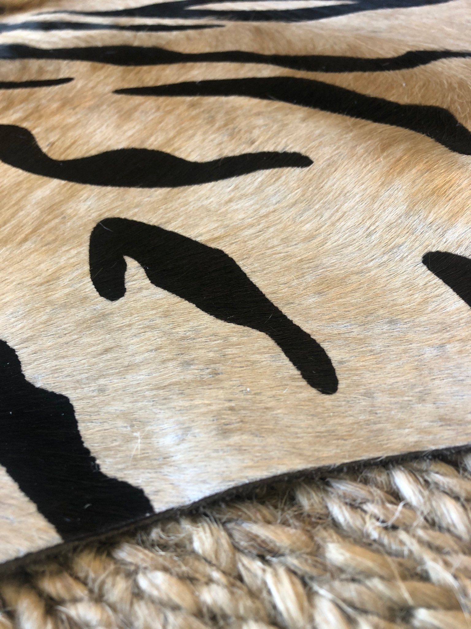 Tiger Print Cowhide Rug | Banana Manor Rug Company